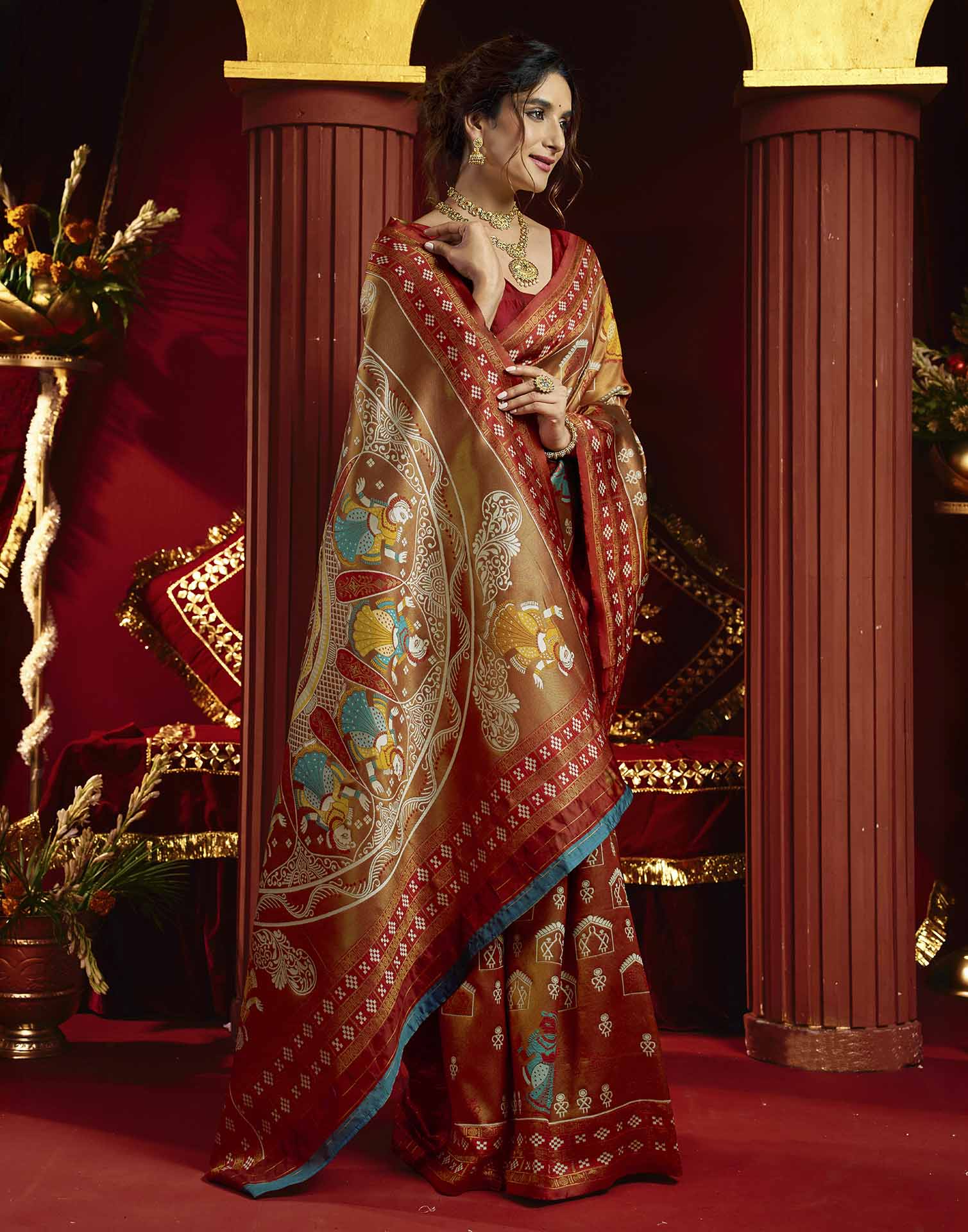 Orange Silk Woven Baluchari Saree