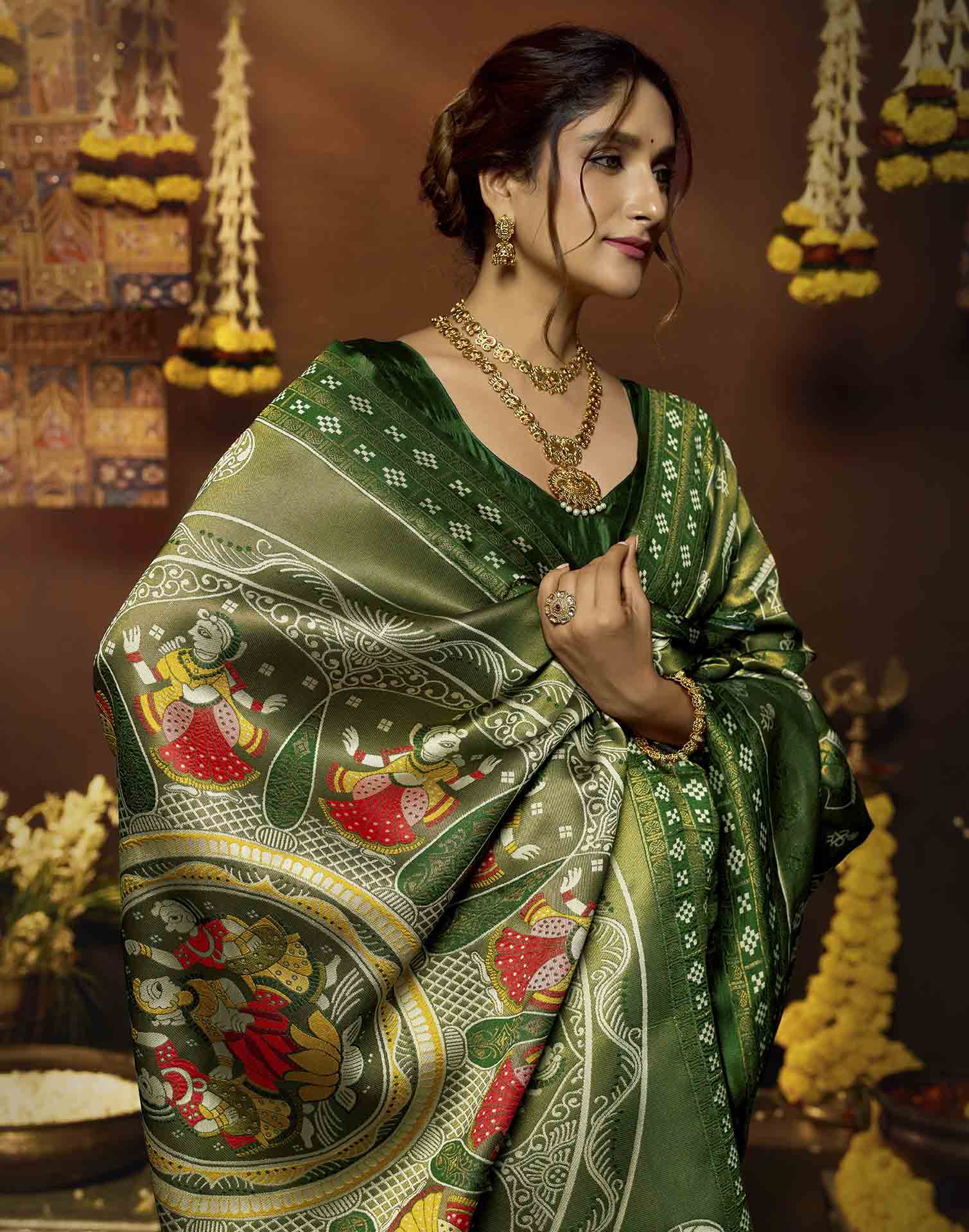 Green Silk Woven Baluchari Saree