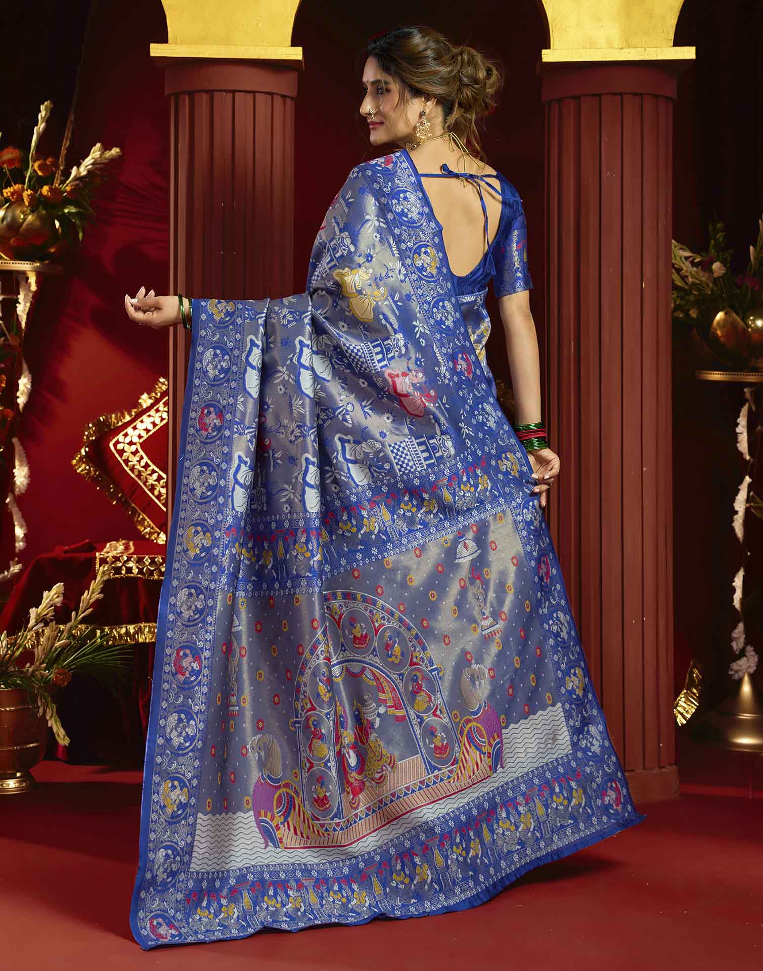 Blue Silk Woven Banarasi Saree