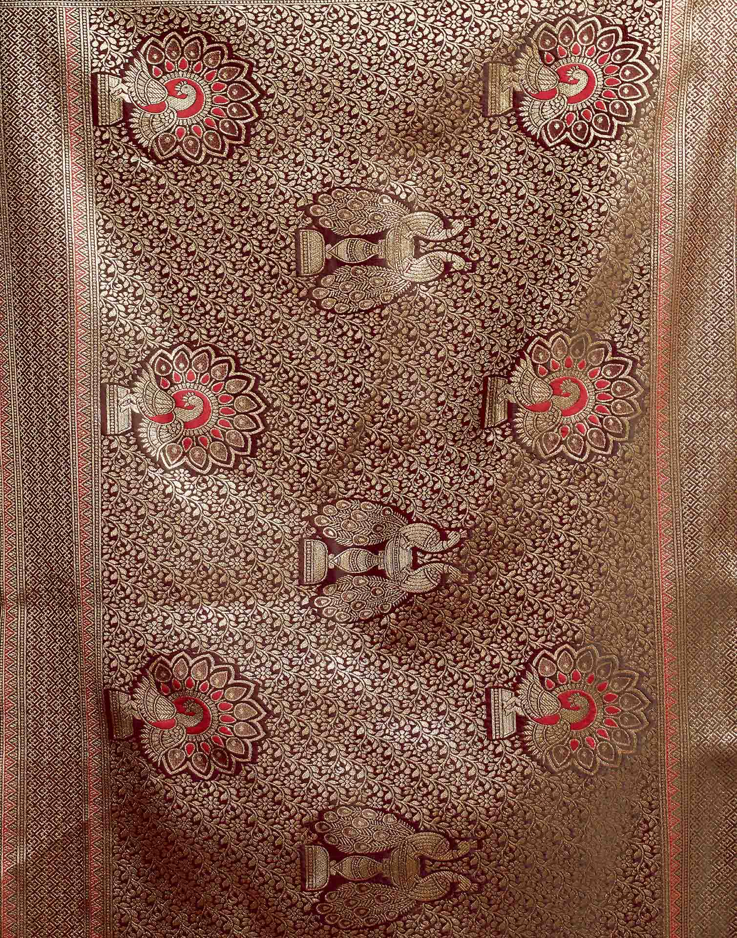 Maroon Silk Woven Banarasi Saree
