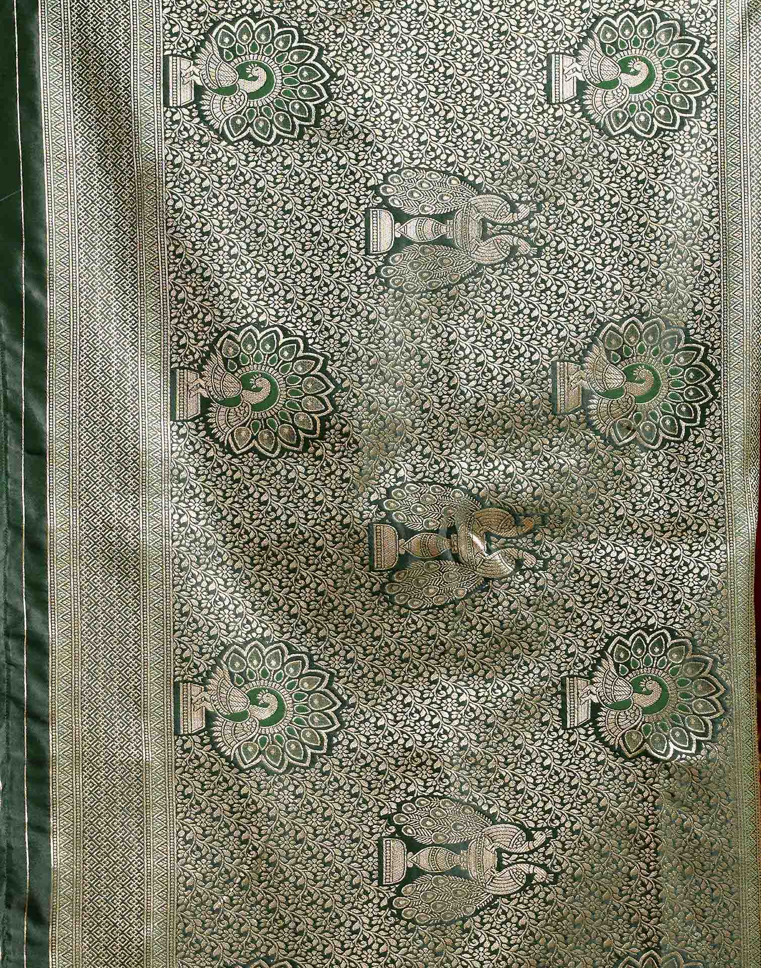 Dark Green Silk Woven Banarasi Saree