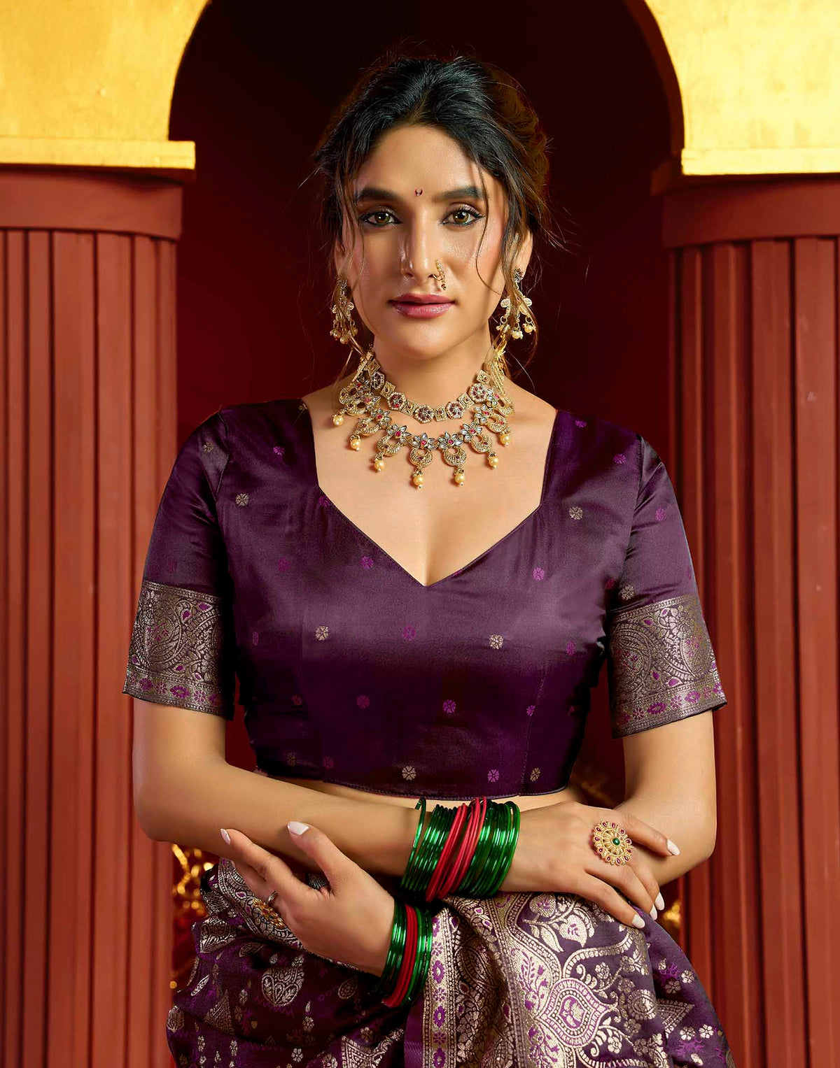 Purple Silk Woven Banarasi Saree
