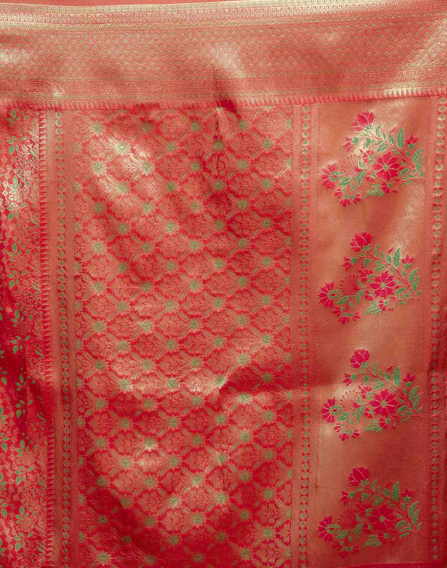 Pink Silk Woven Banarasi Saree