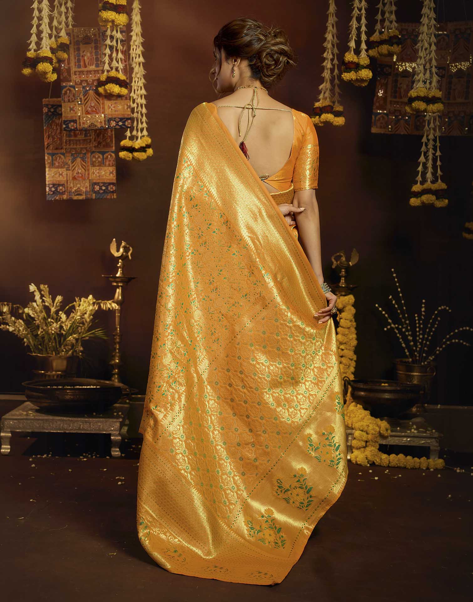 Yellow Silk Woven Banarasi Saree