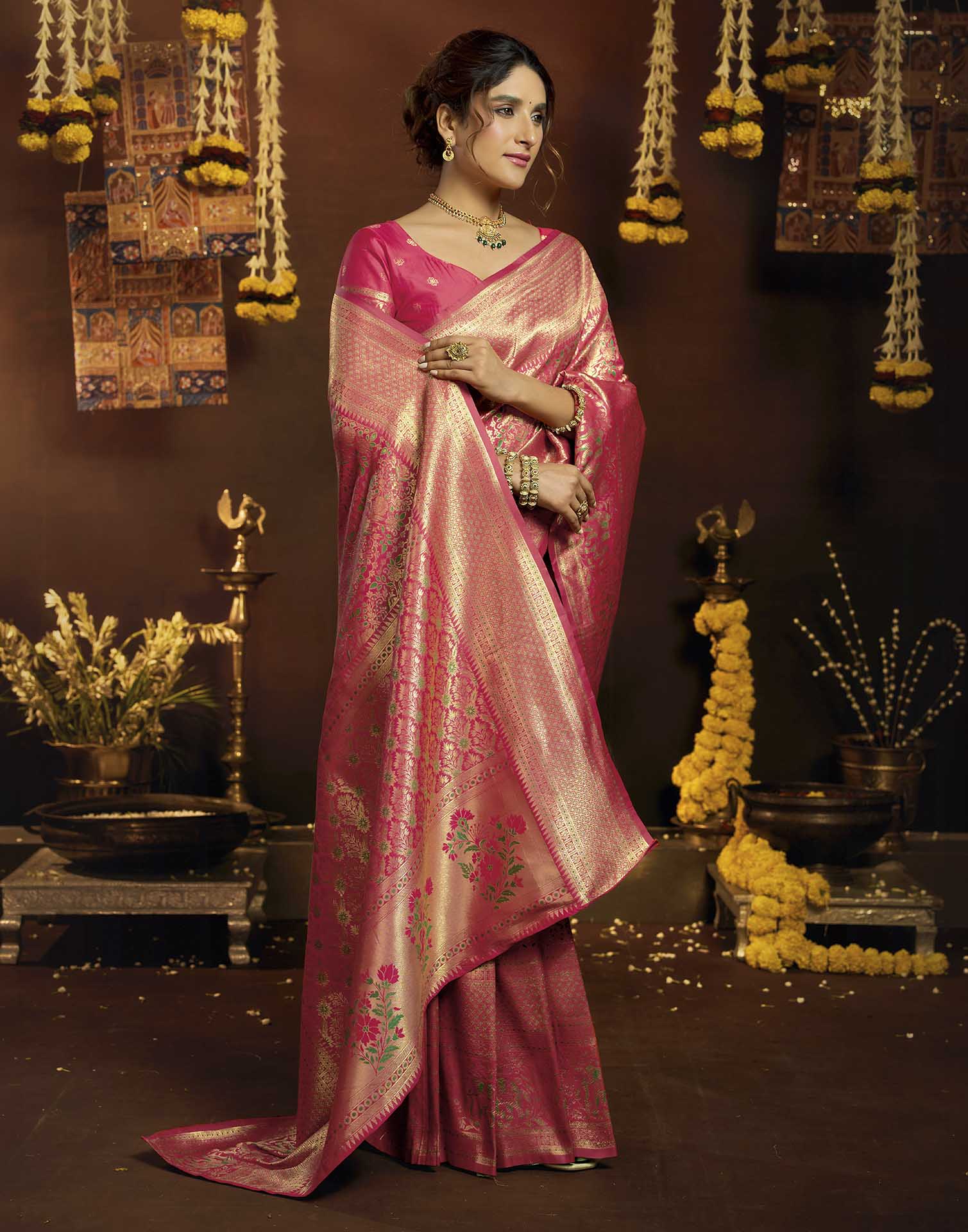 Red Silk Woven Banarasi Saree