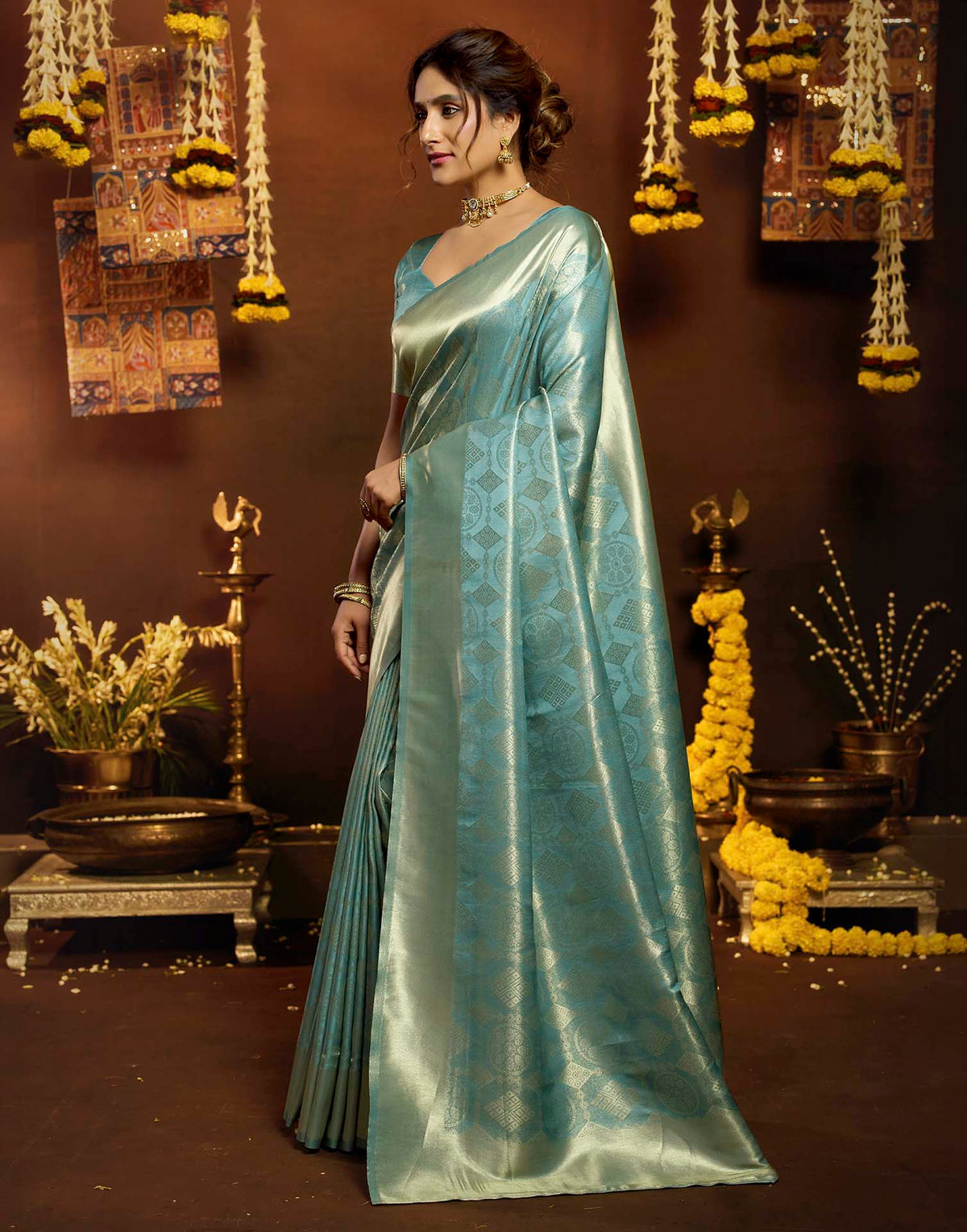 Water Blue Silk Woven Banarasi Saree