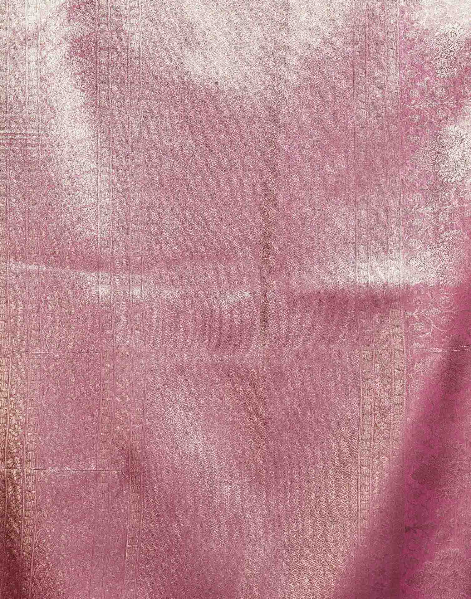 Glossy Pink Shimmer Silk Woven Banarasi Saree
