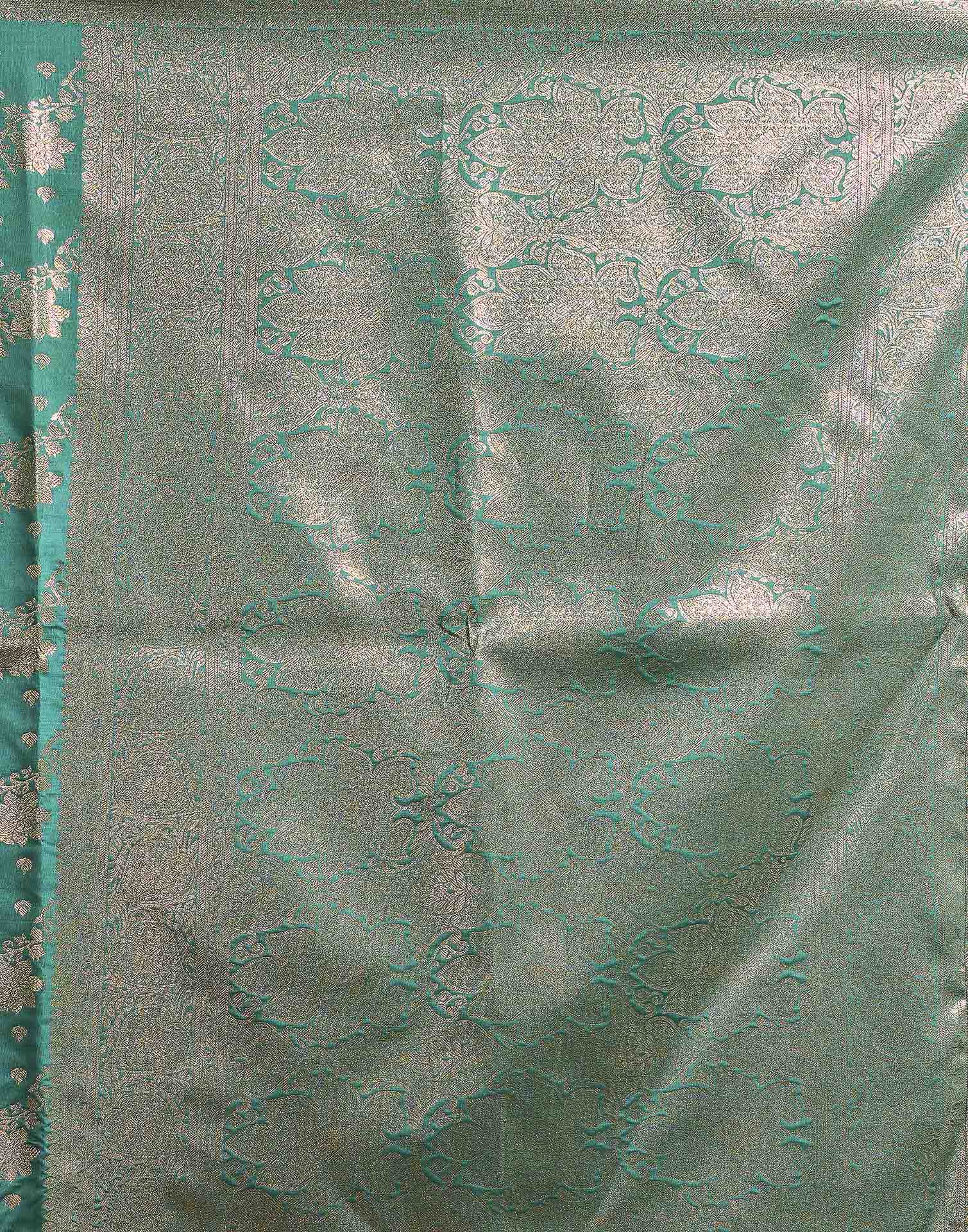 Turquoise Silk Woven Banarasi Saree