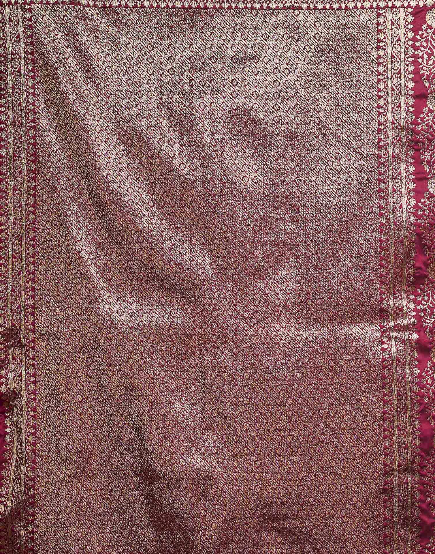 Burgundy Silk Woven Banarasi Saree