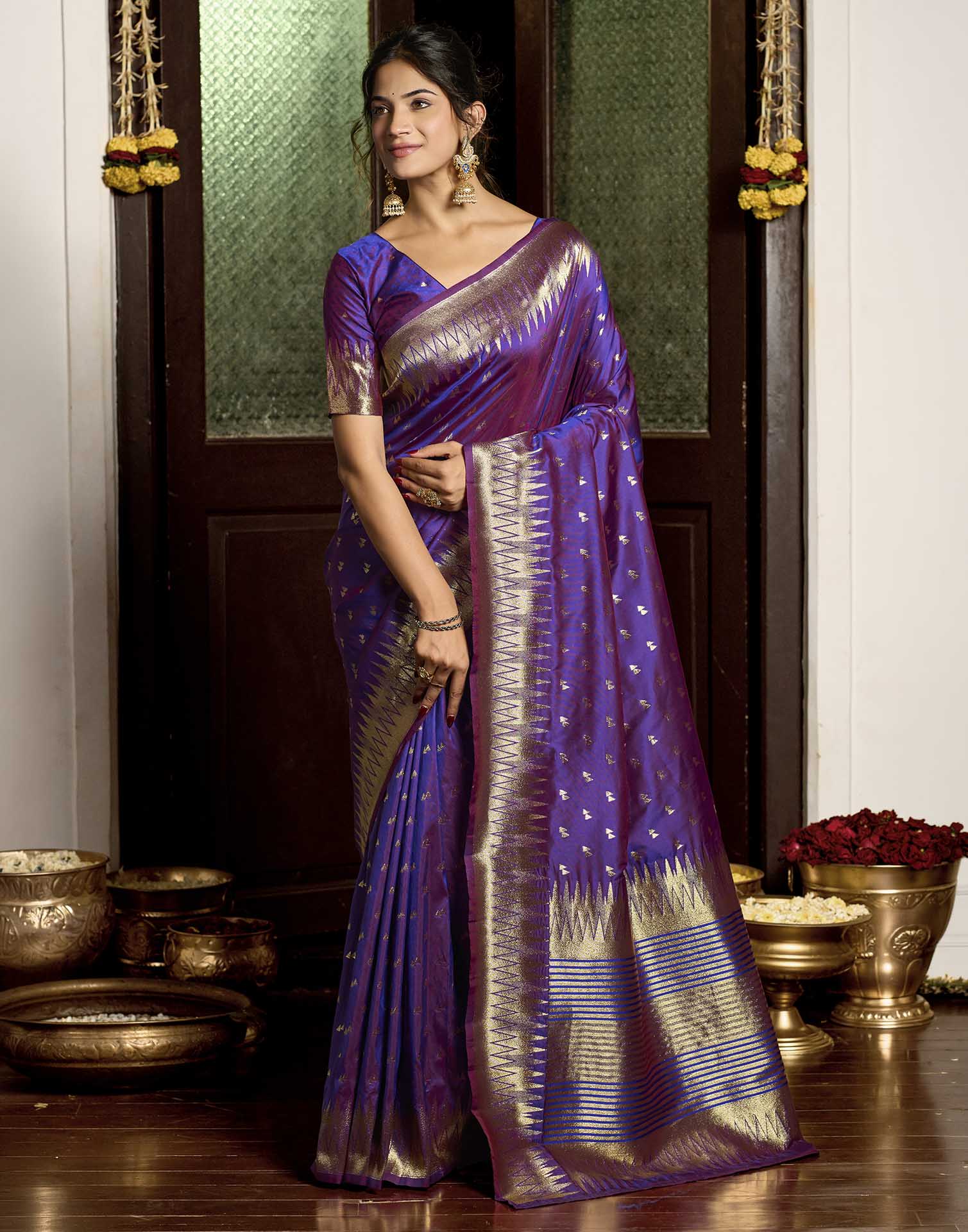 Royal Purple Silk Woven Banarasi Saree