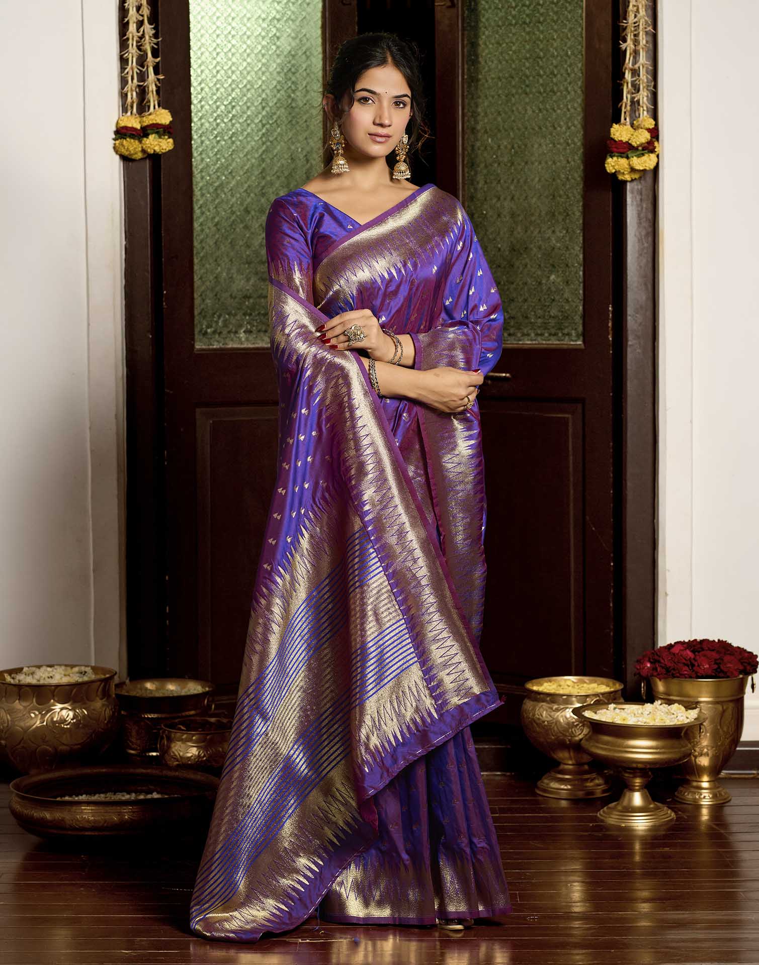 Royal Purple Silk Woven Banarasi Saree