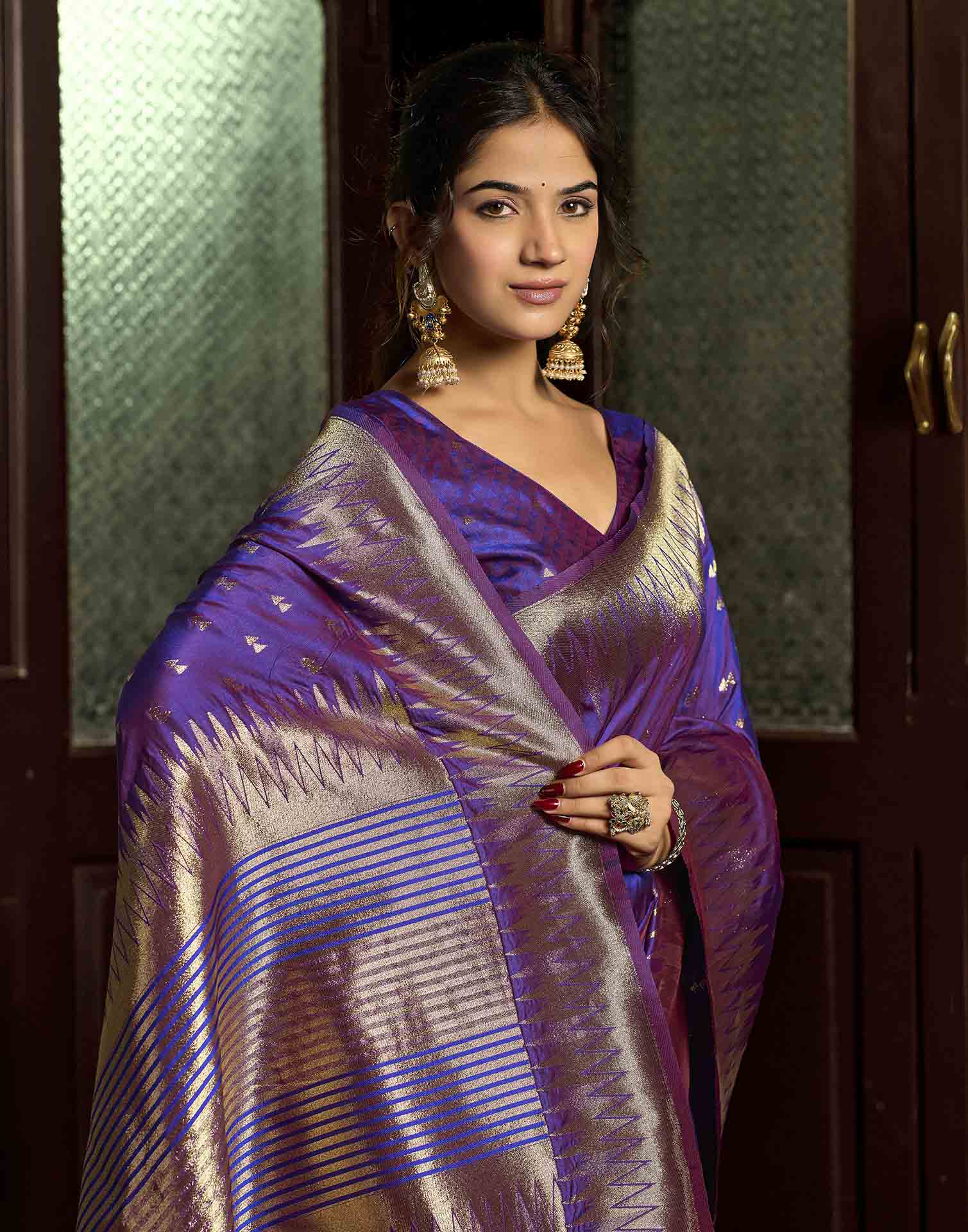 Royal Purple Silk Woven Banarasi Saree