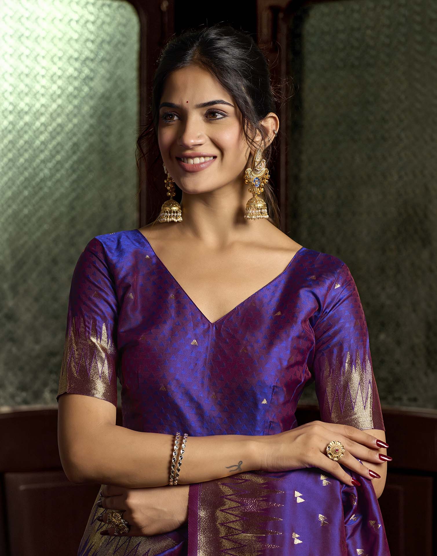 Royal Purple Silk Woven Banarasi Saree