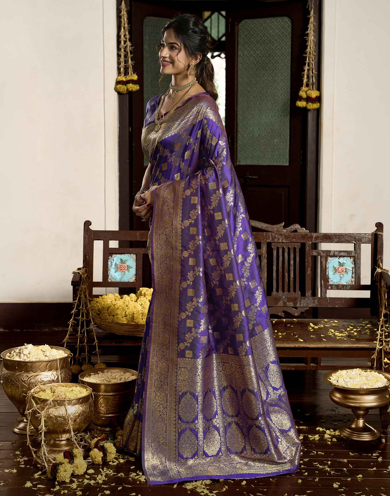 Royal Purple Silk Woven Banarasi Saree