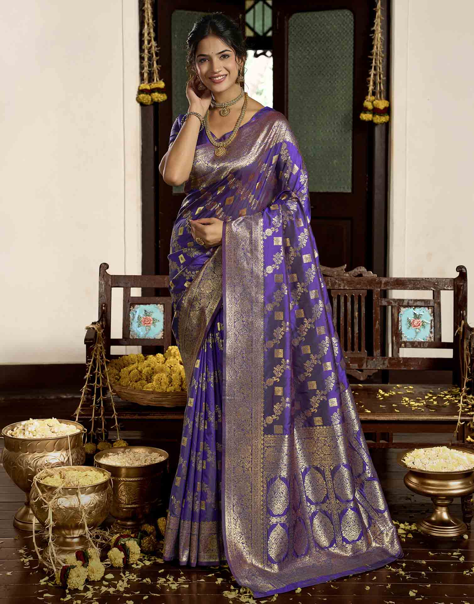 Royal Purple Silk Woven Banarasi Saree