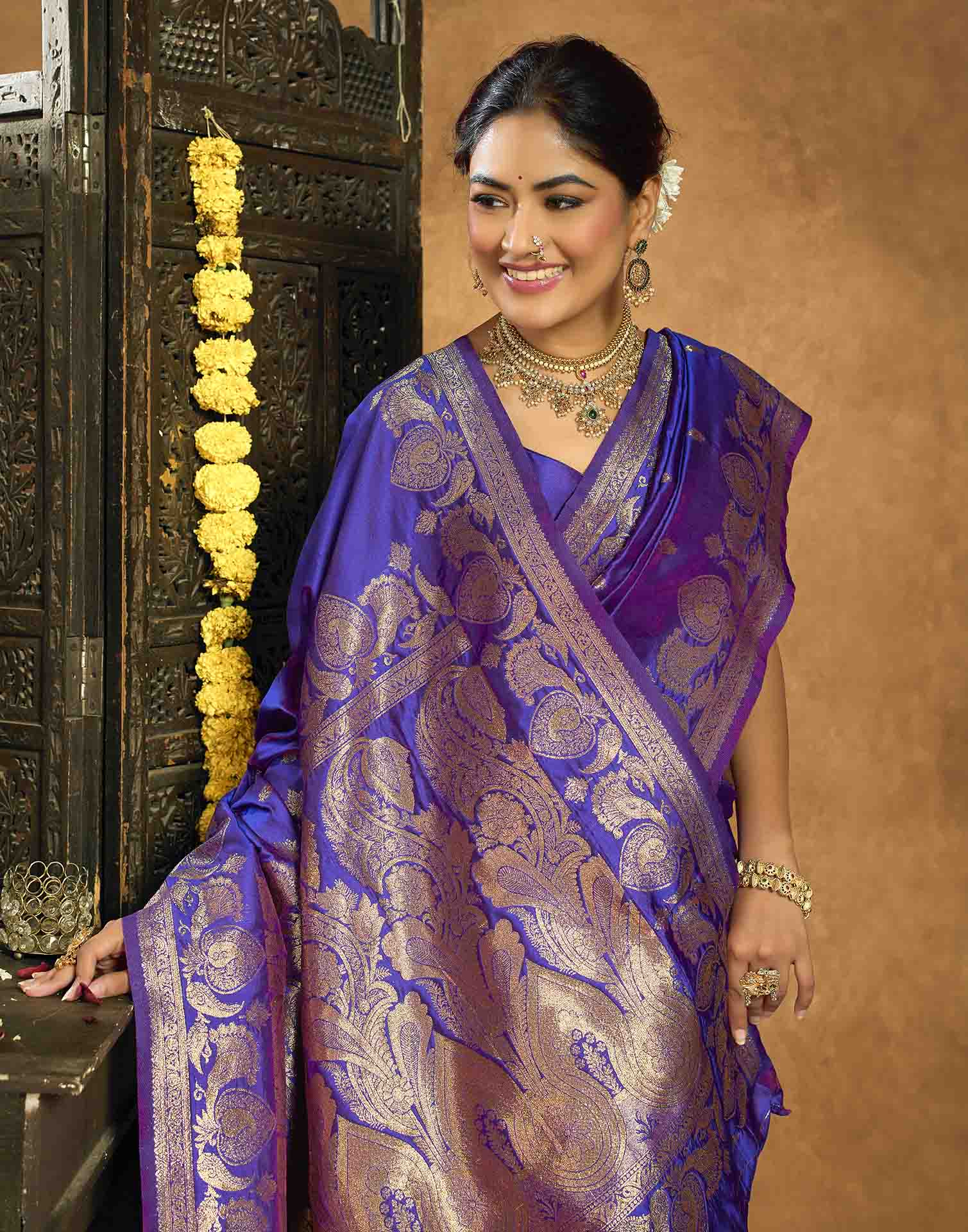 Royal Purple Silk Woven Banarasi Saree