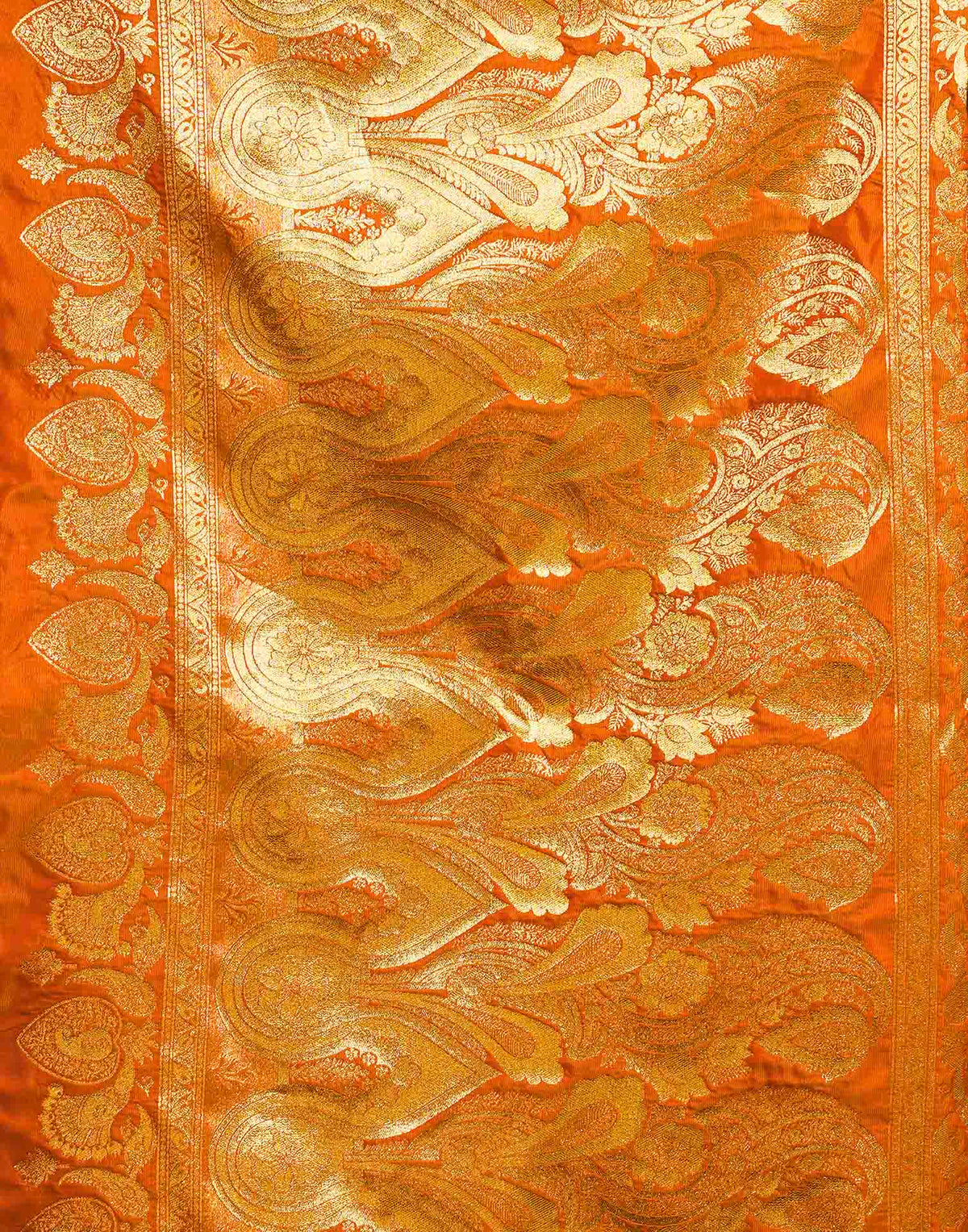 Orange Silk Woven Banarasi Saree