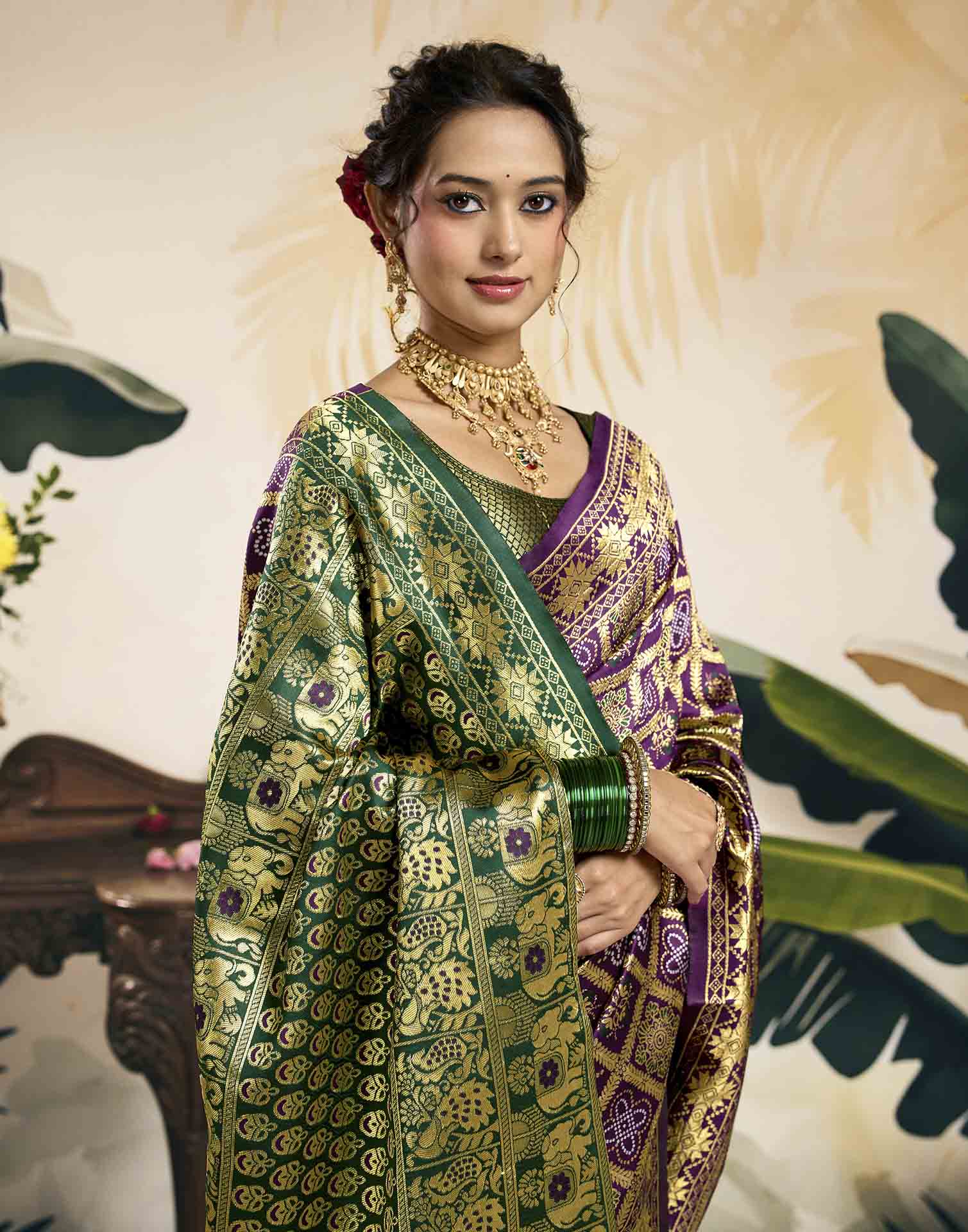 Purple Silk Woven Patola Saree