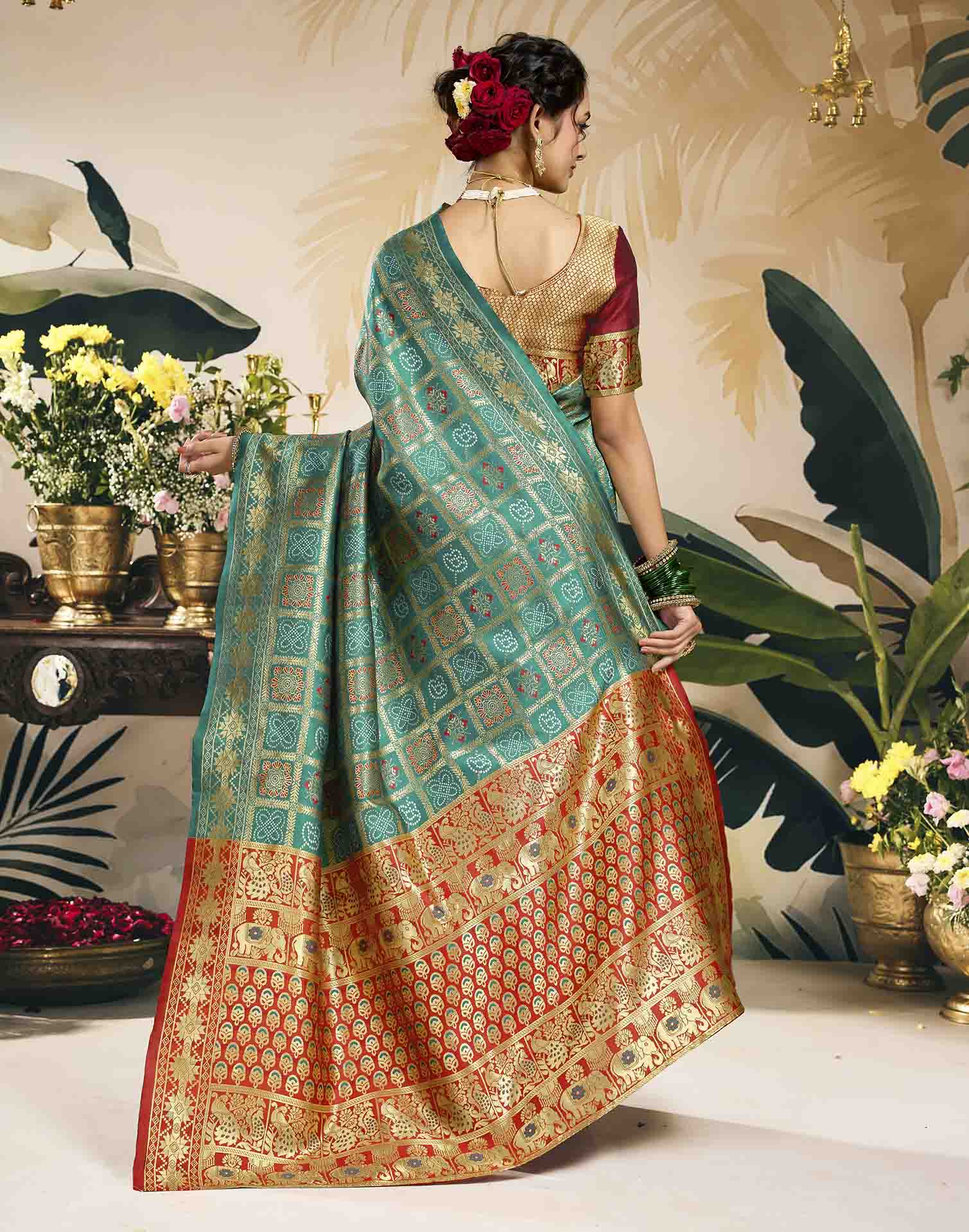 Turquoise Silk Woven Patola Saree