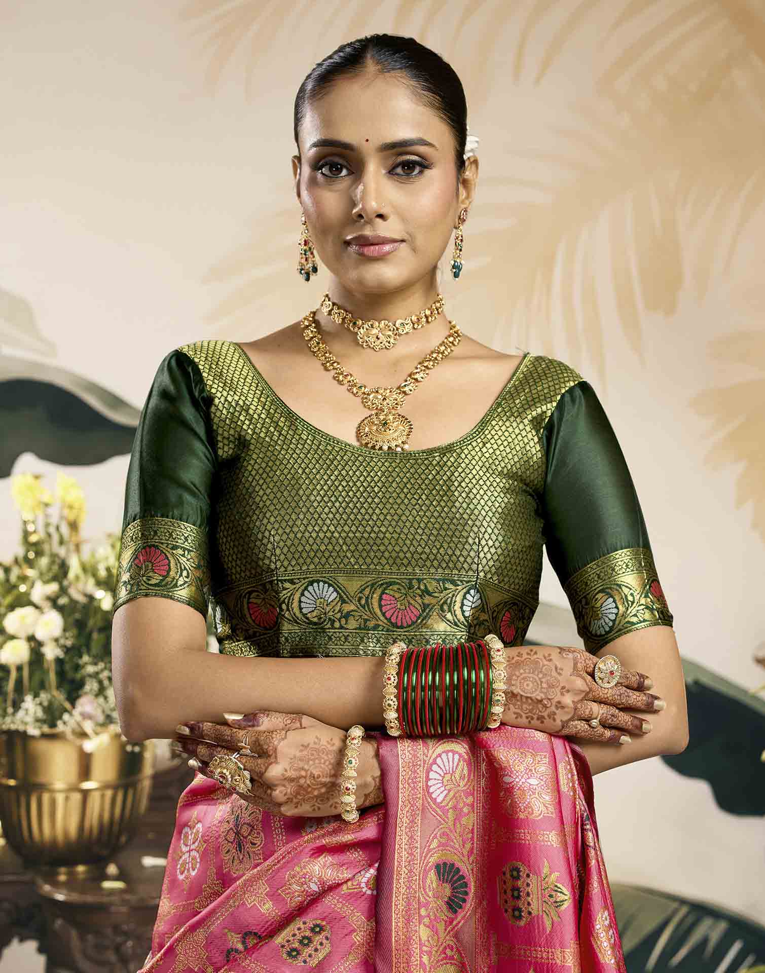 Baby Pink Silk Woven Patola Saree