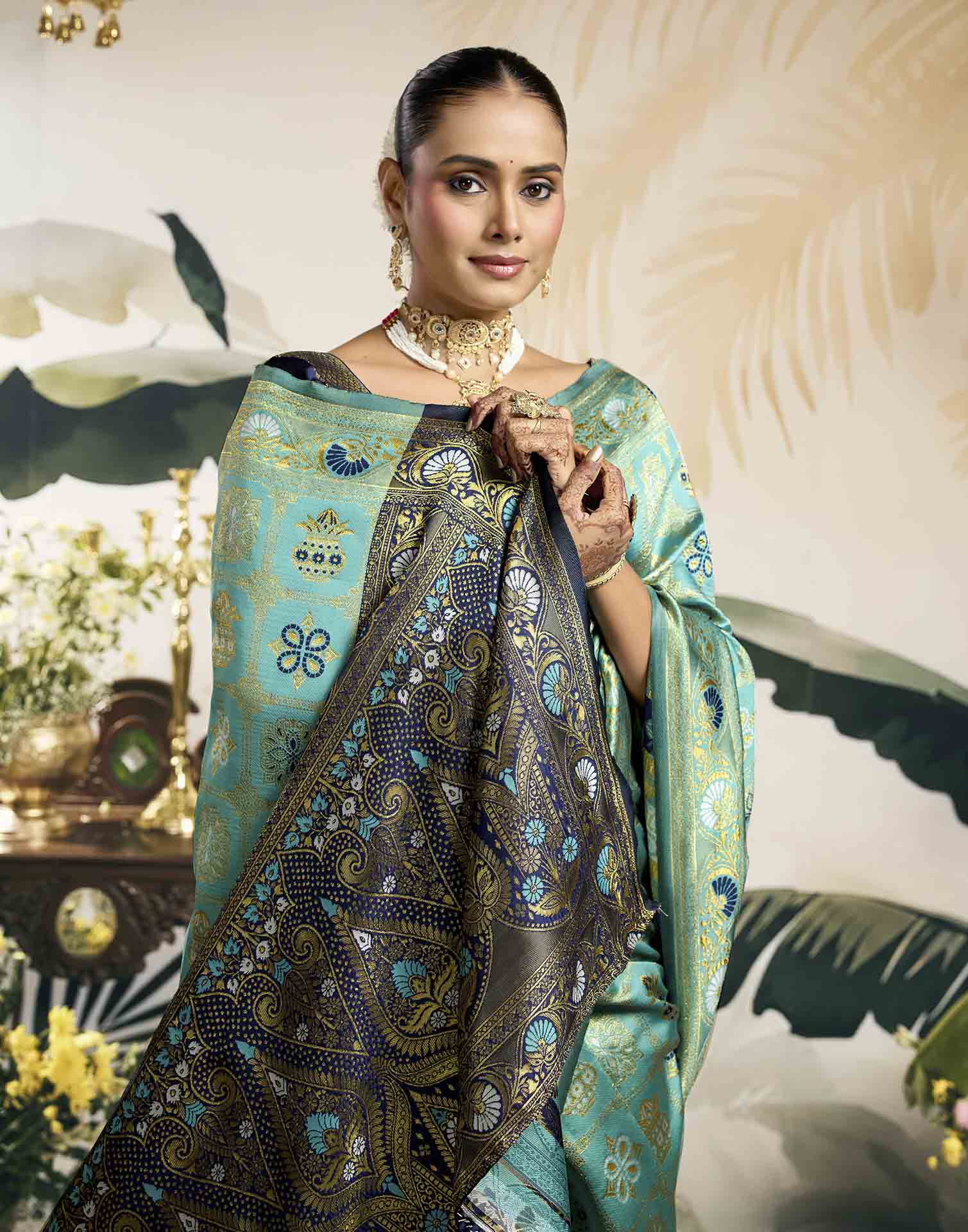 Sky Blue Silk Woven Patola Saree