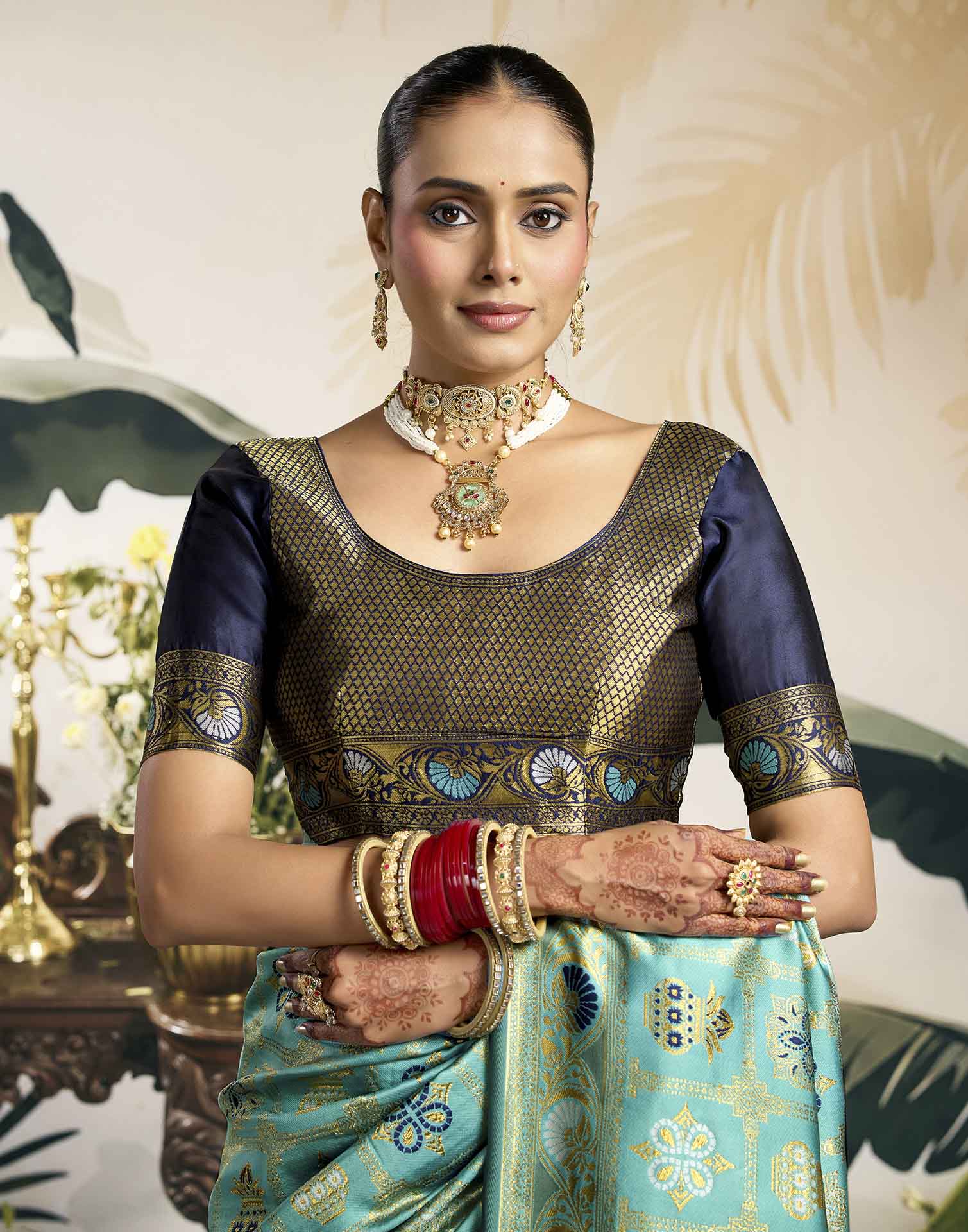 Sky Blue Silk Woven Patola Saree