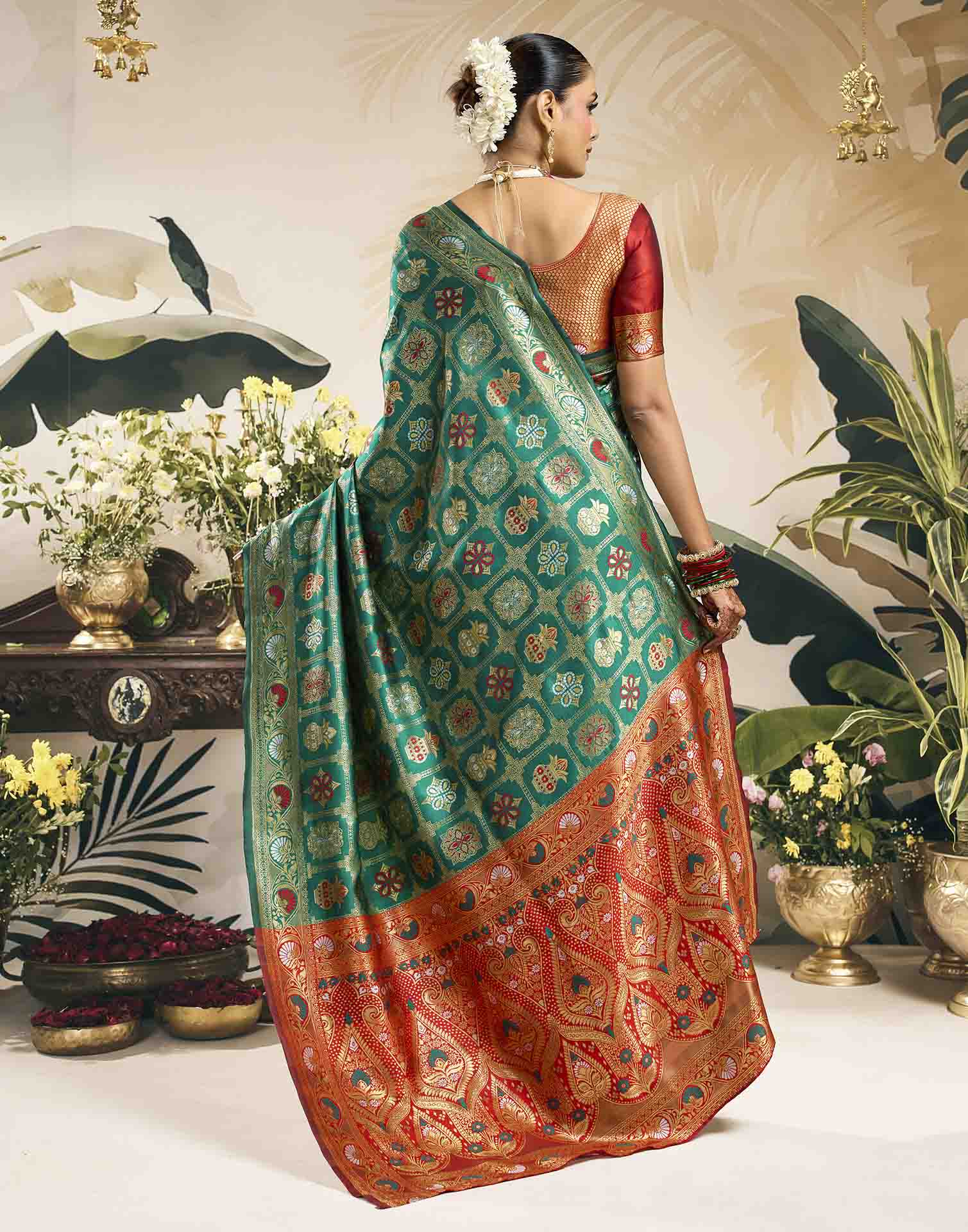 Turquoise Silk Woven Patola Saree