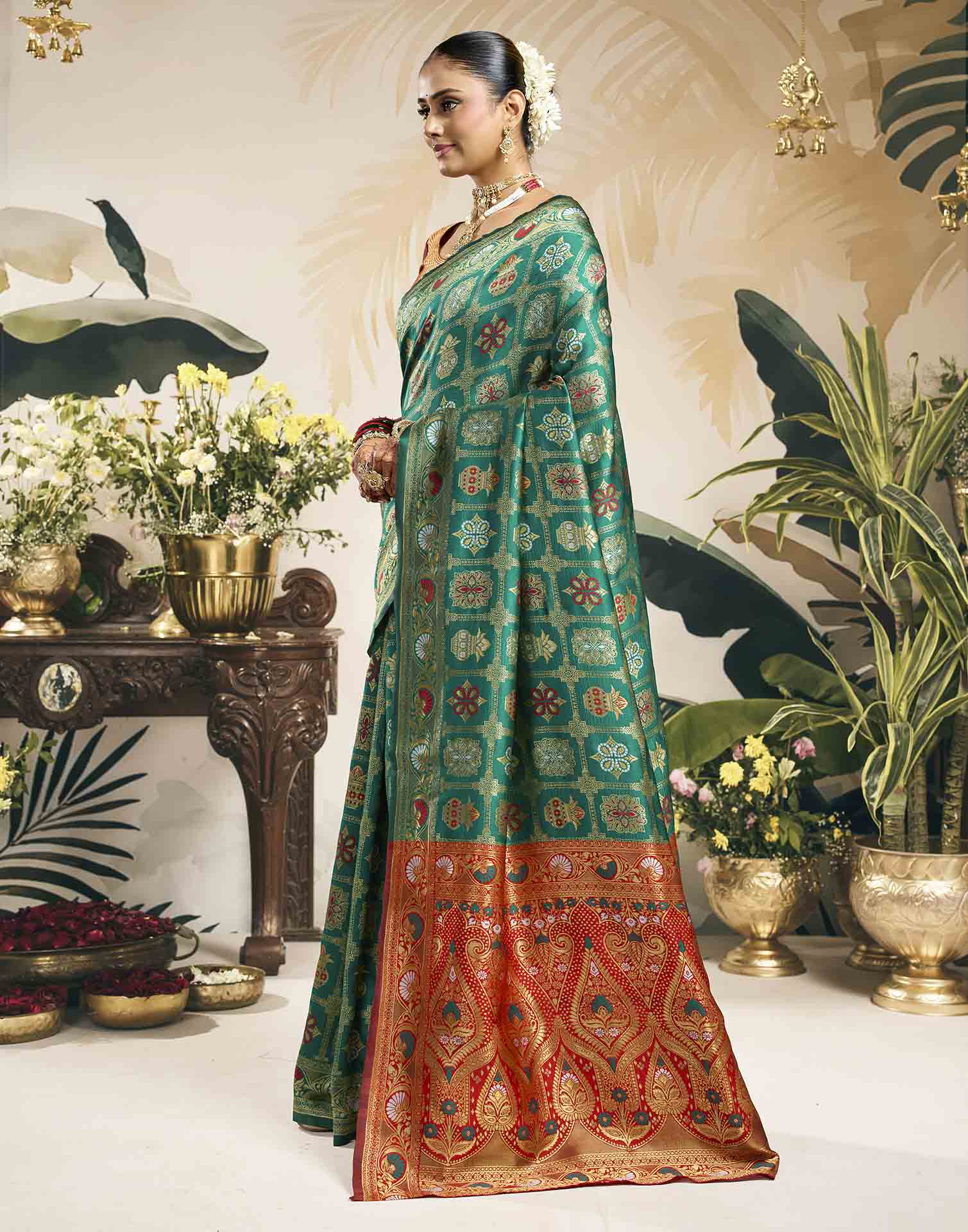 Turquoise Silk Woven Patola Saree