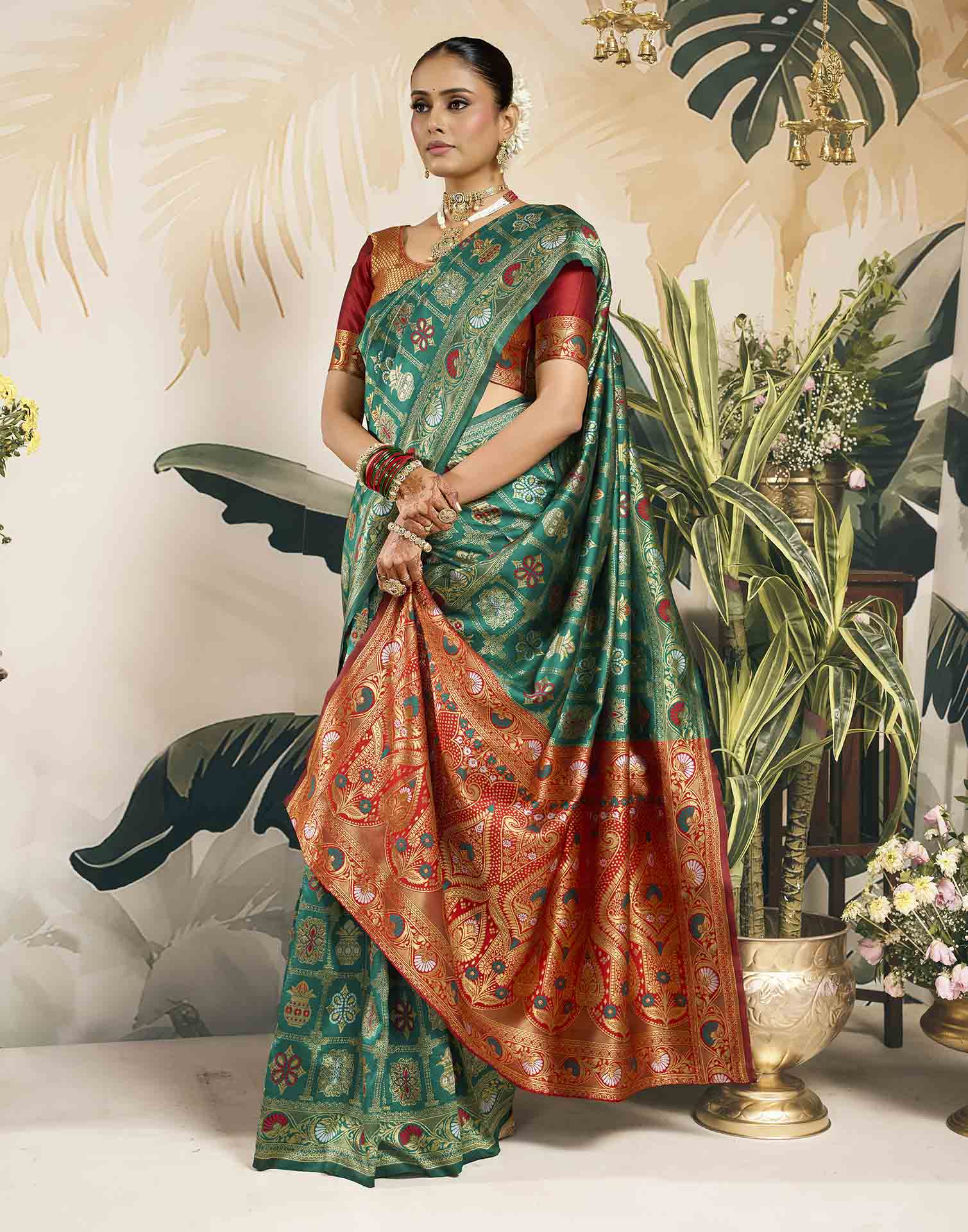 Turquoise Silk Woven Patola Saree