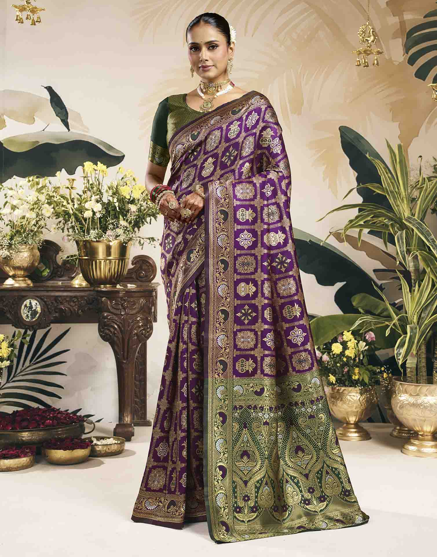Purple Silk Woven Patola Saree