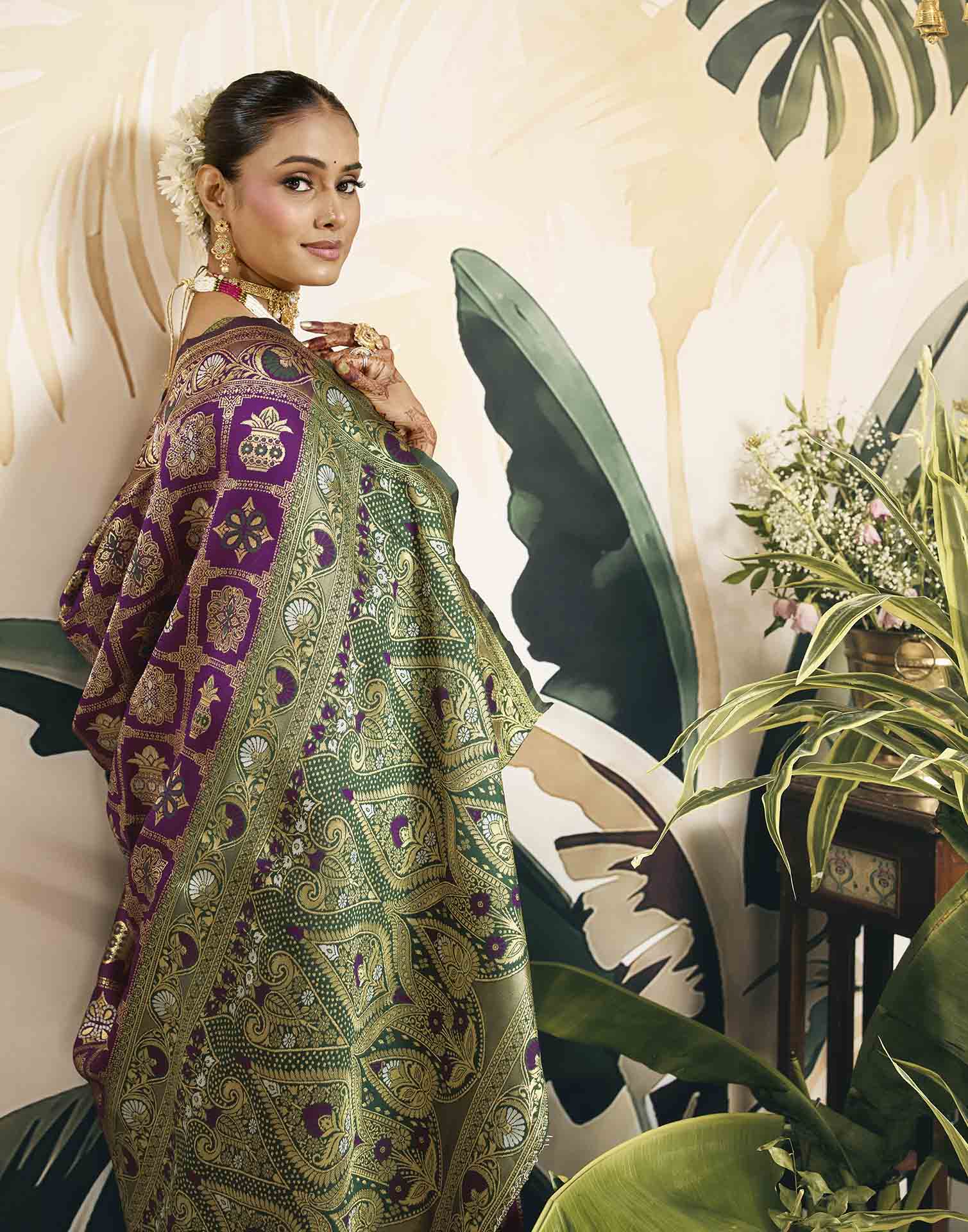 Purple Silk Woven Patola Saree