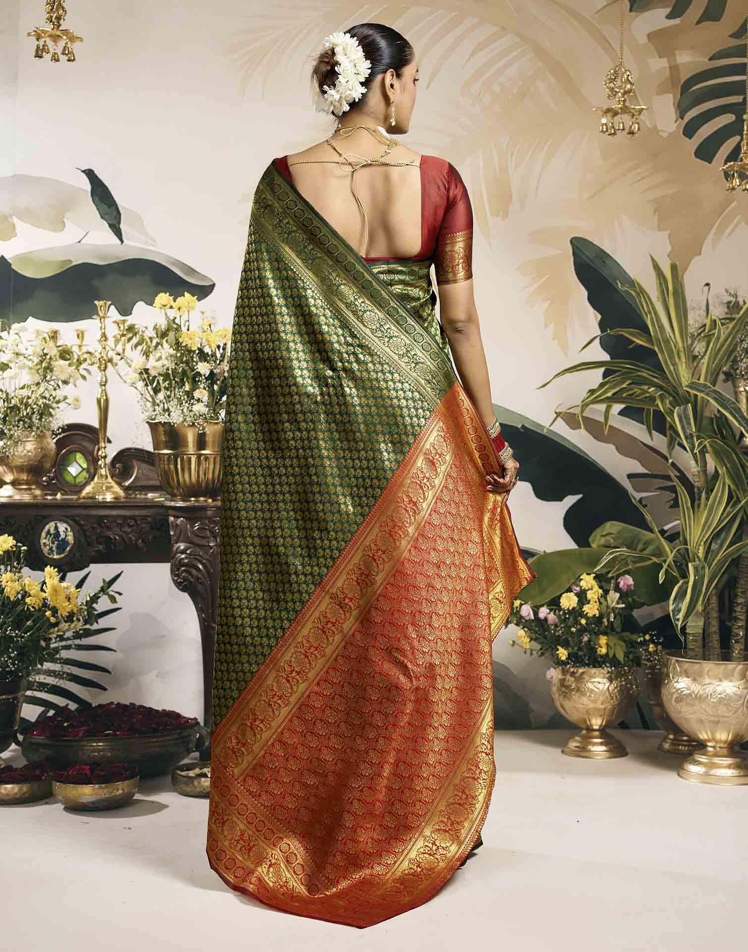 Green Silk Woven Banarasi Saree