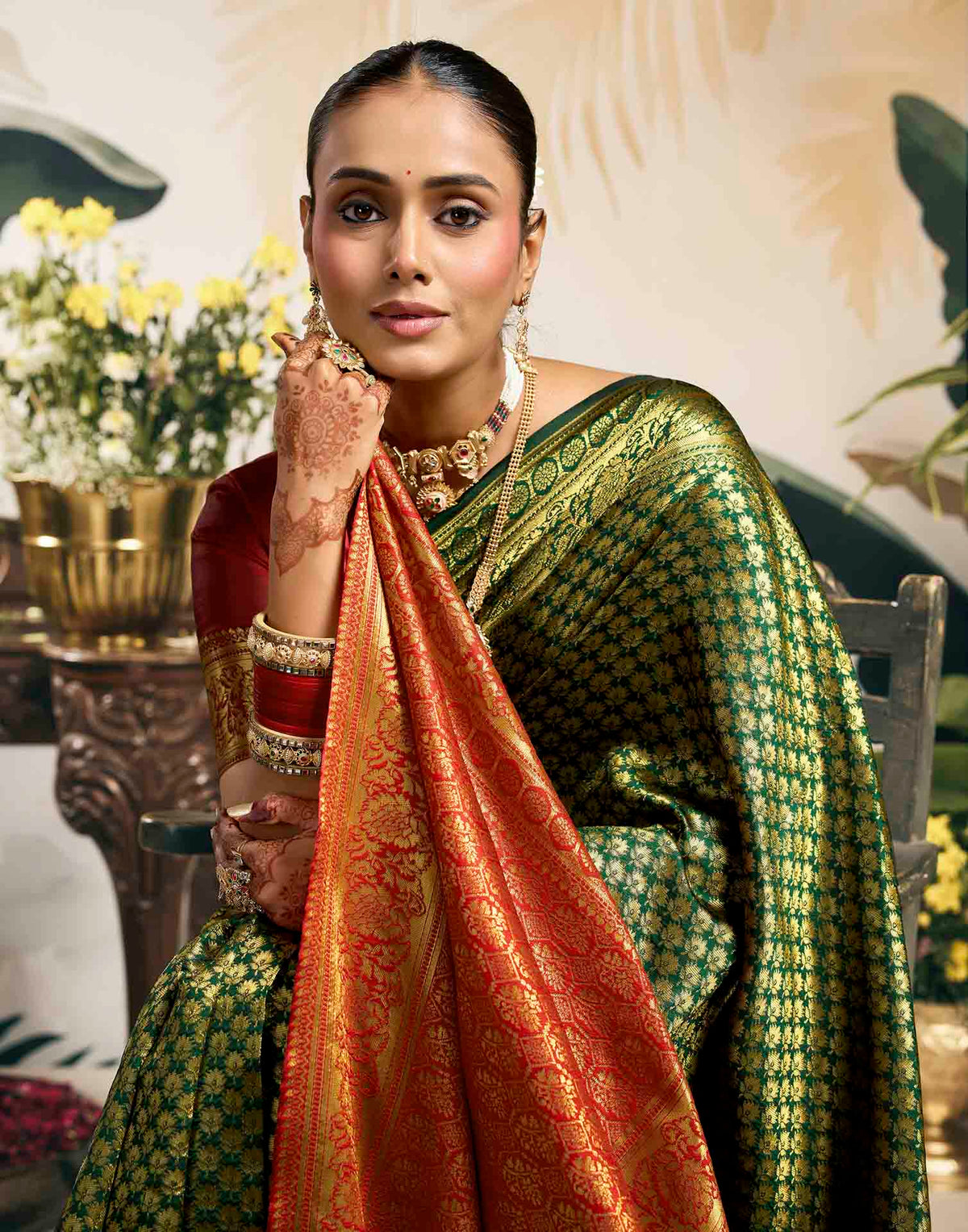 Green Silk Woven Banarasi Saree