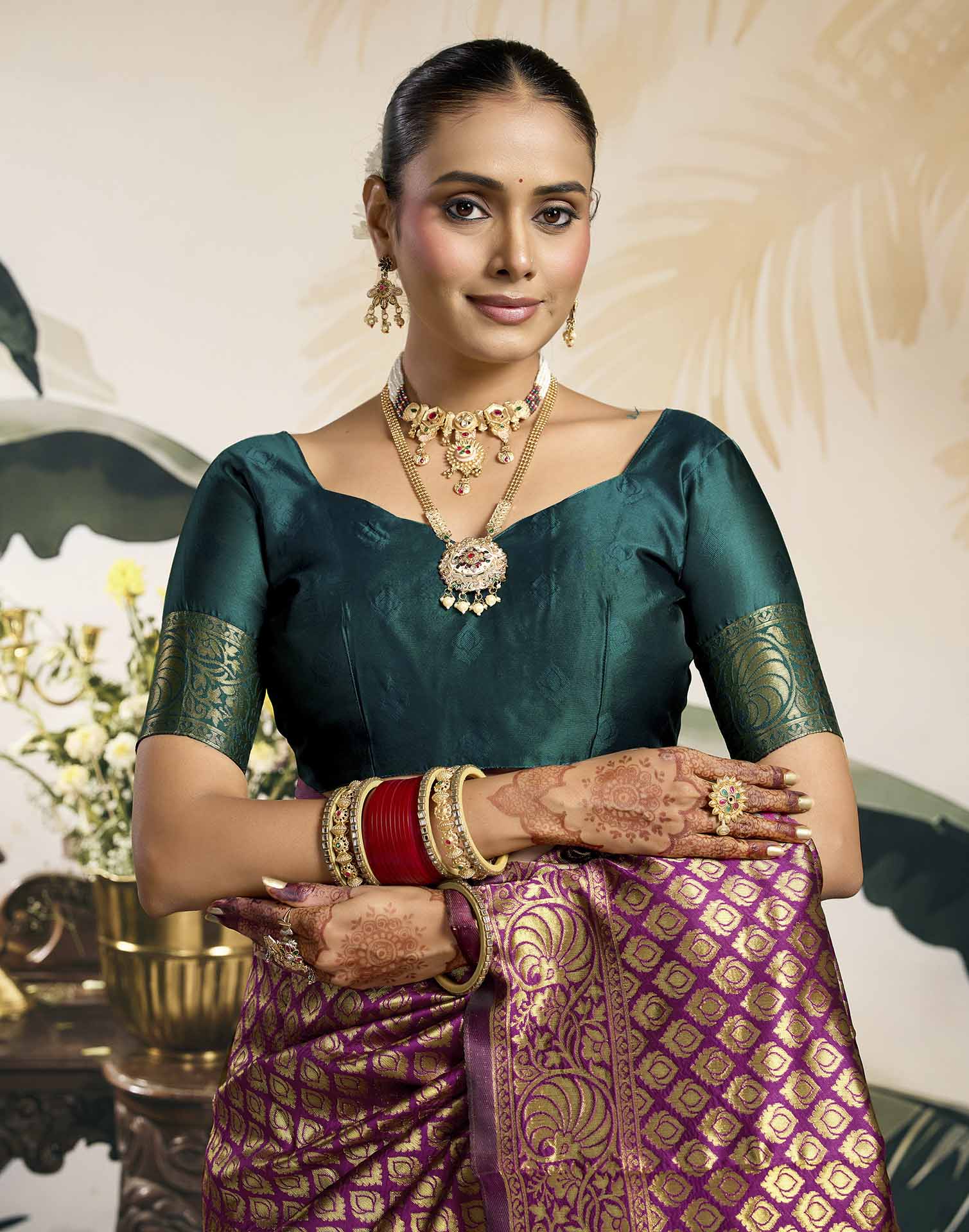 Wine Silk Woven Banarasi Saree