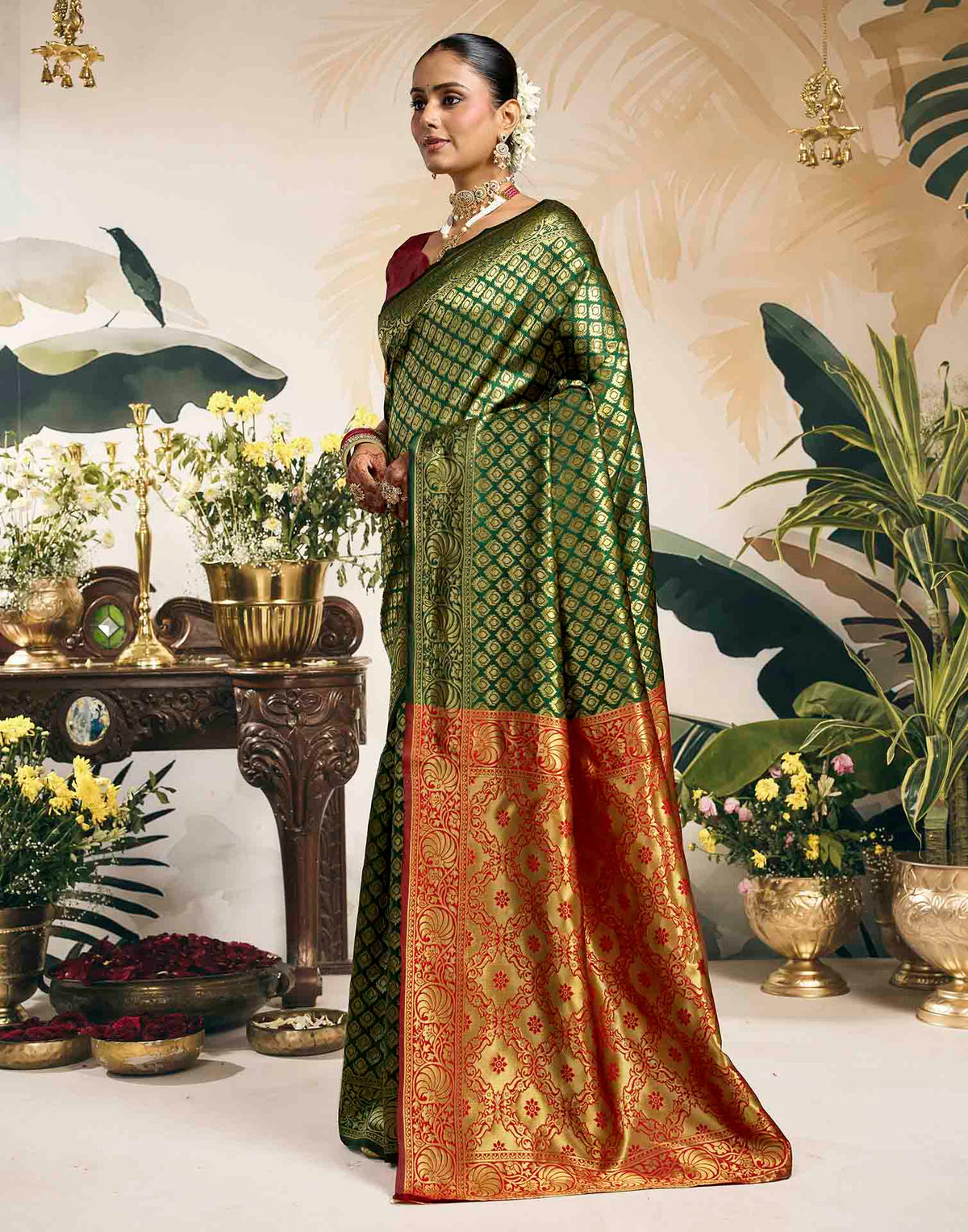 Green Silk Woven Banarasi Saree