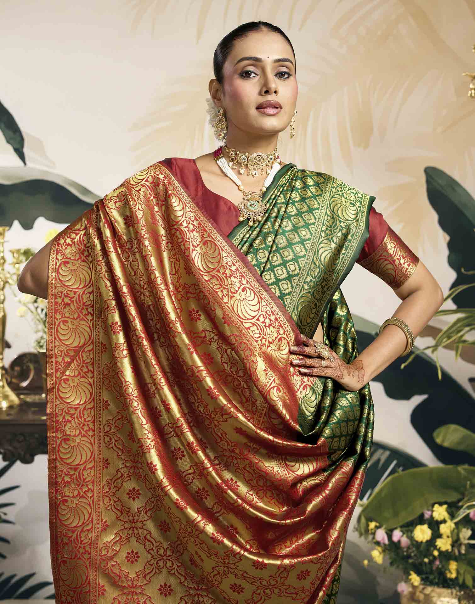 Green Silk Woven Banarasi Saree