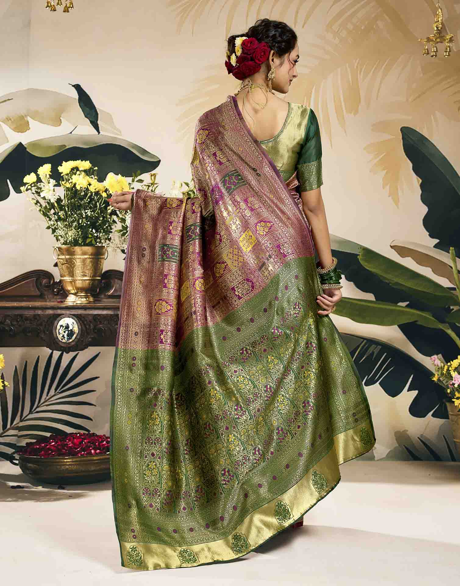 Rani Pink Silk Woven Banarasi Saree