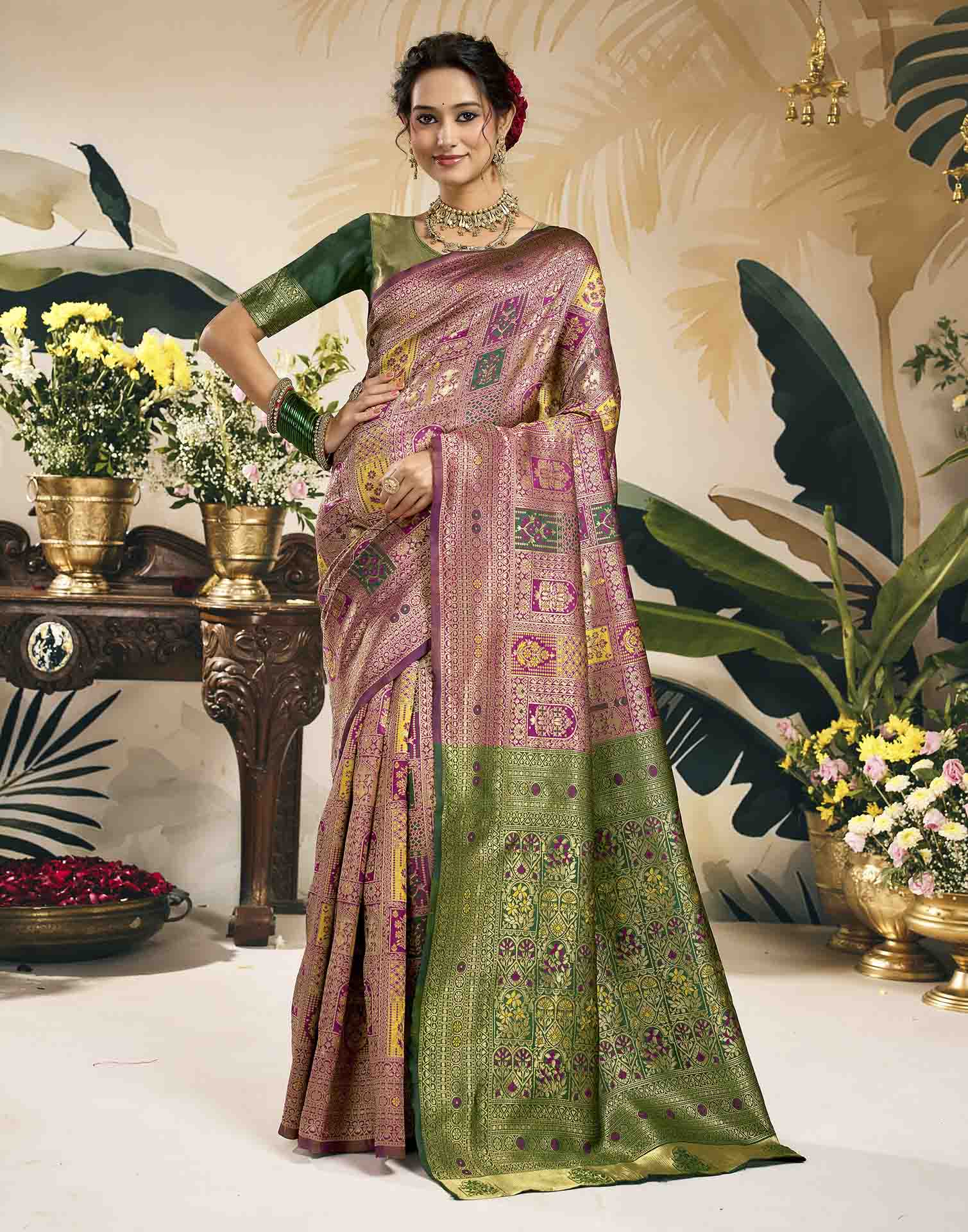 Rani Pink Silk Woven Banarasi Saree