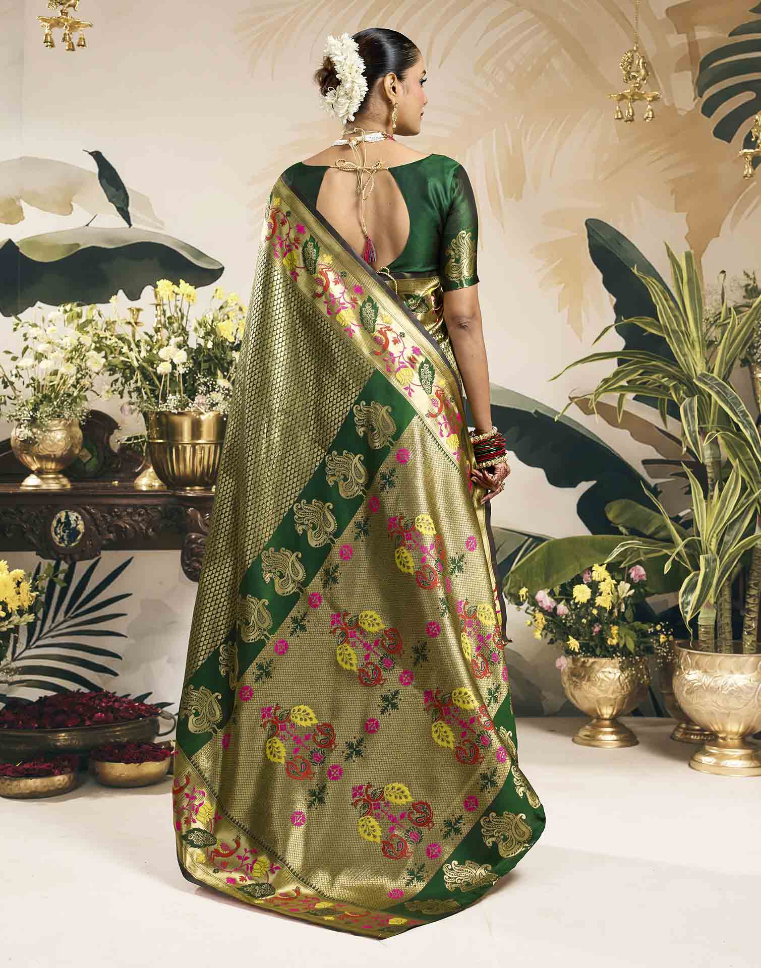 Green Silk Woven Banarasi Saree