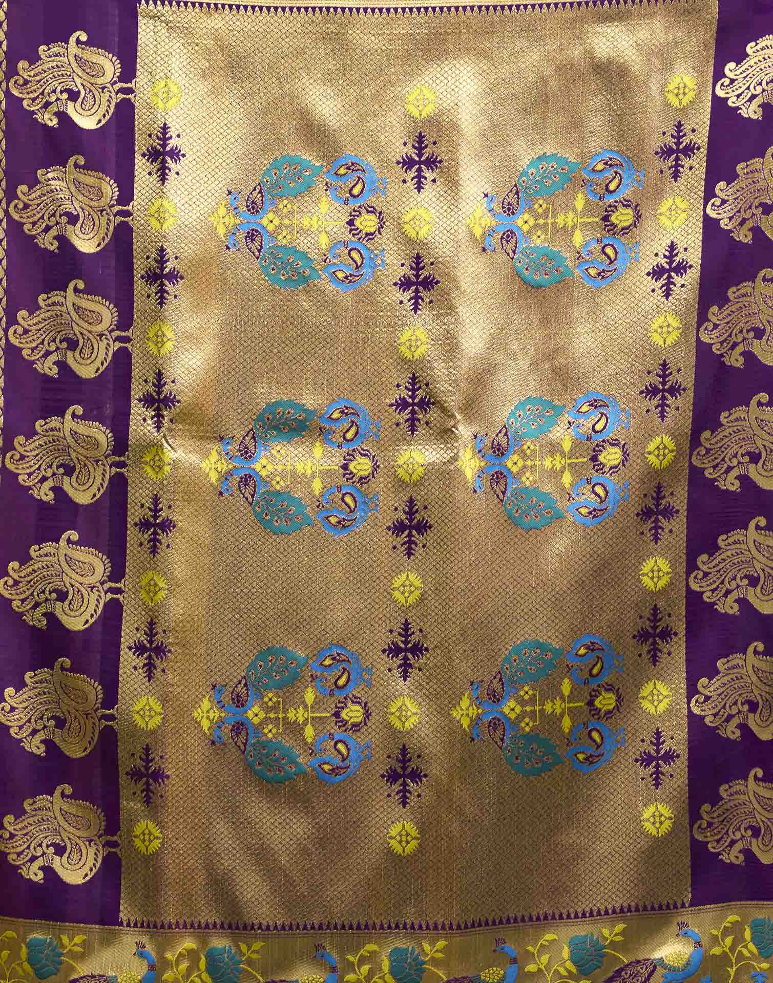 Wine Silk Woven Banarasi Saree