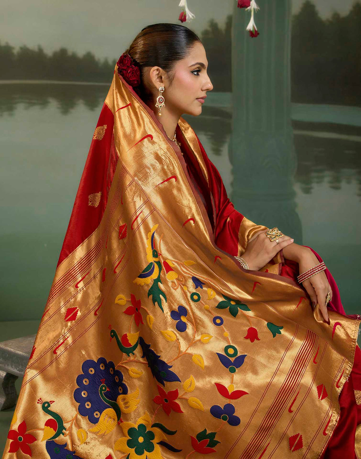 Red Silk Woven Paithani Saree