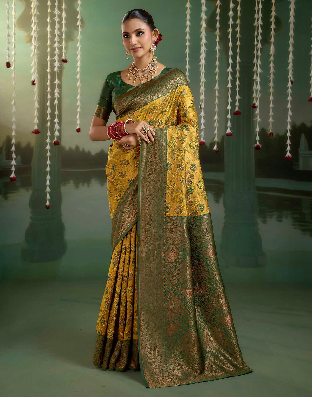 Turmeric Yellow Silk Woven Banarasi Saree
