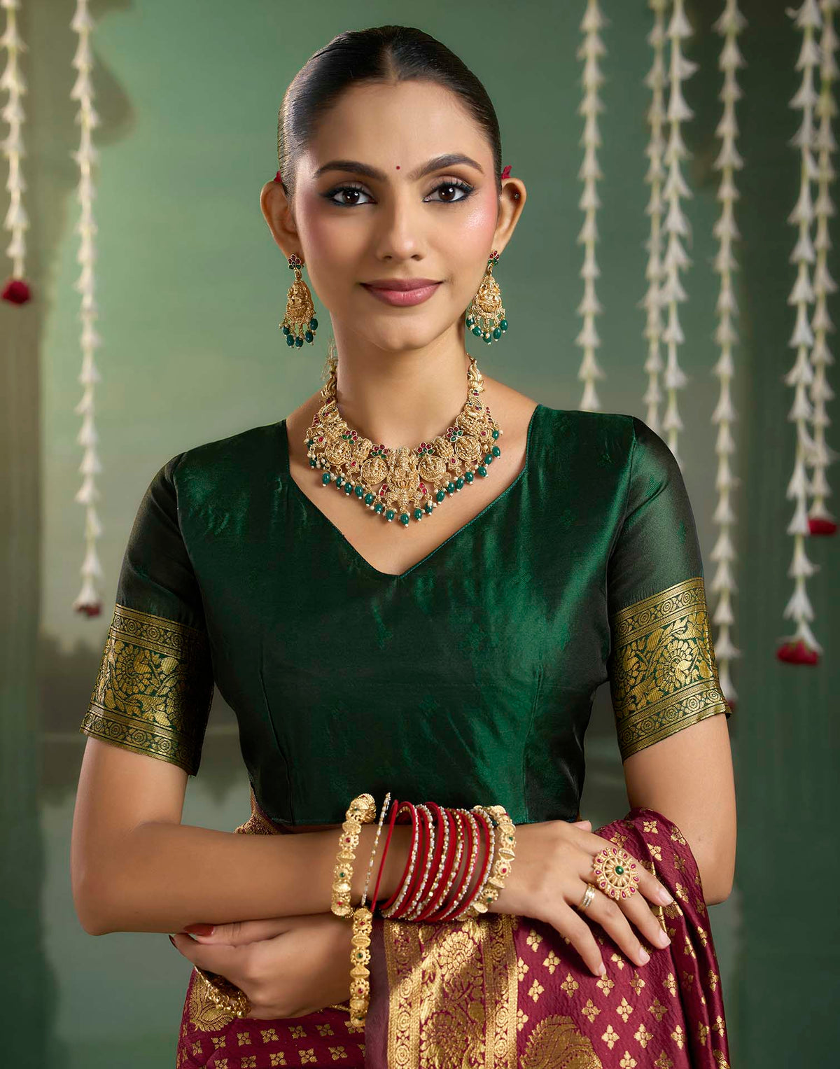 Maroon Silk Woven Banarasi Saree