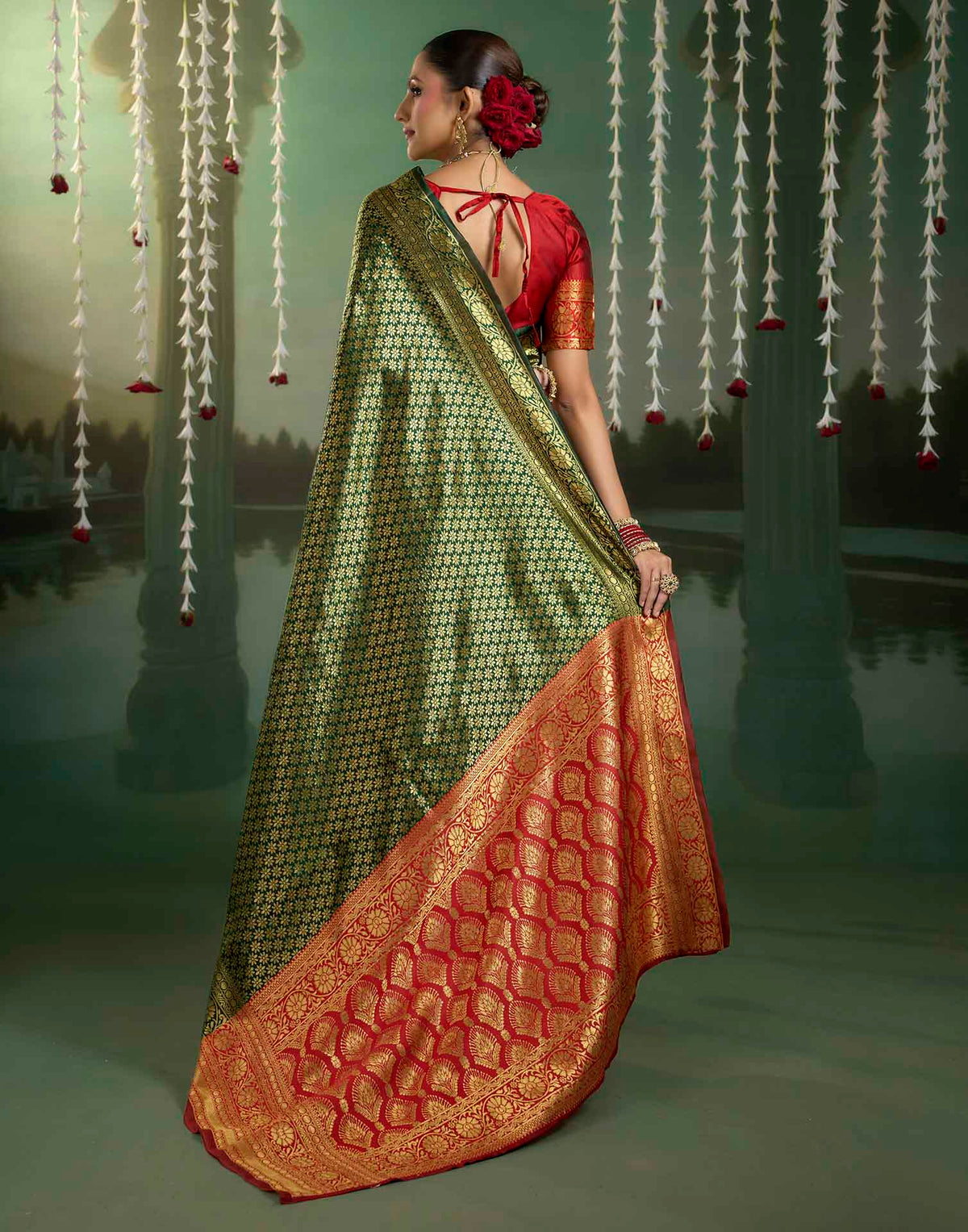 Green Silk Woven Banarasi Saree