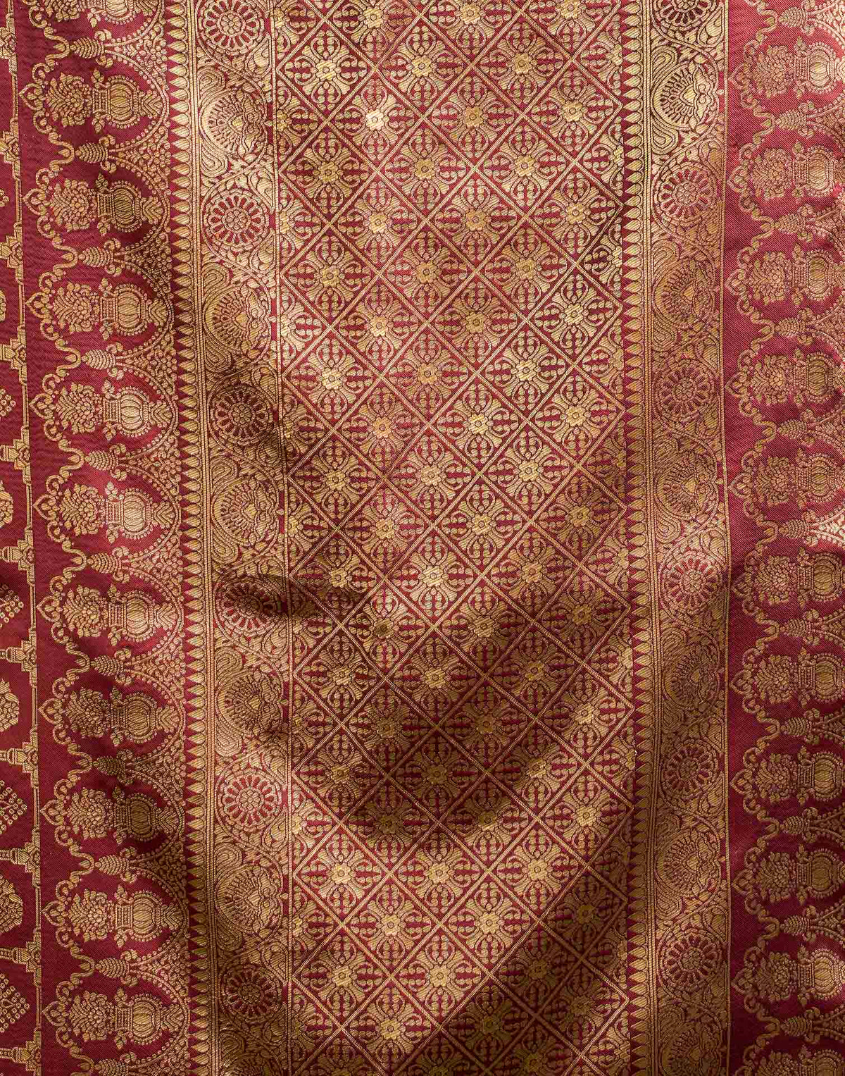 Maroon Silk Woven Banarasi Saree