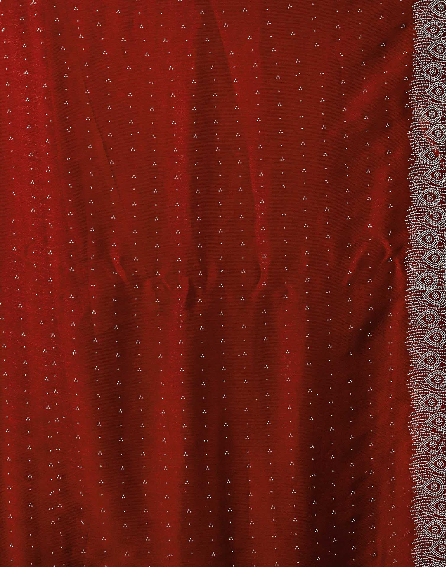 Rust Shimmer Stone Work Swarovski Saree