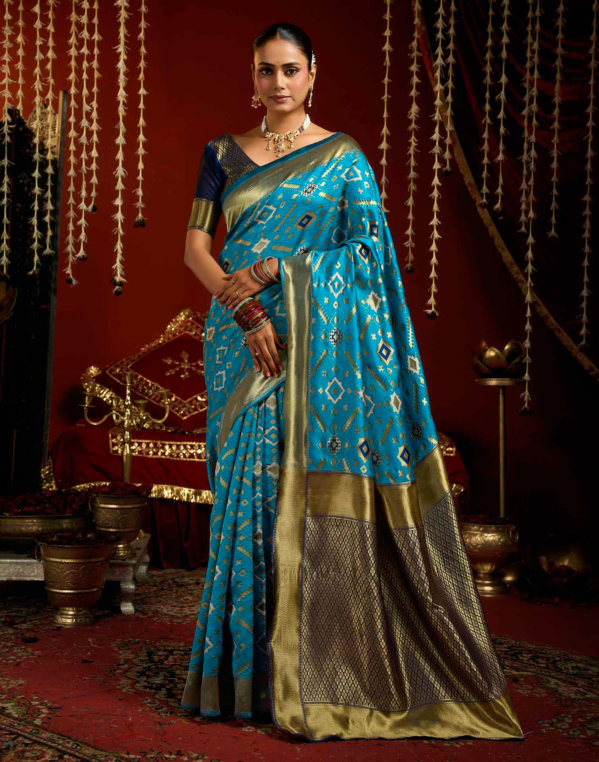 Blue Silk Woven Patola Saree