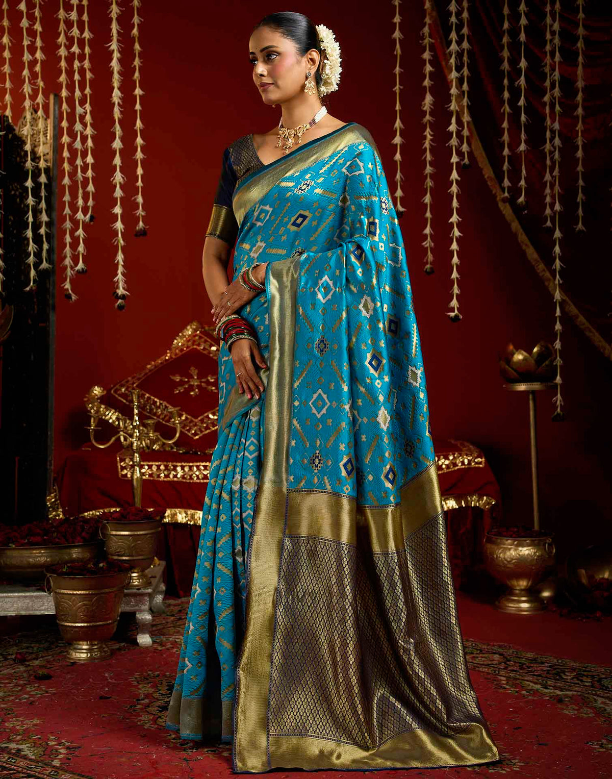 Blue Silk Woven Patola Saree