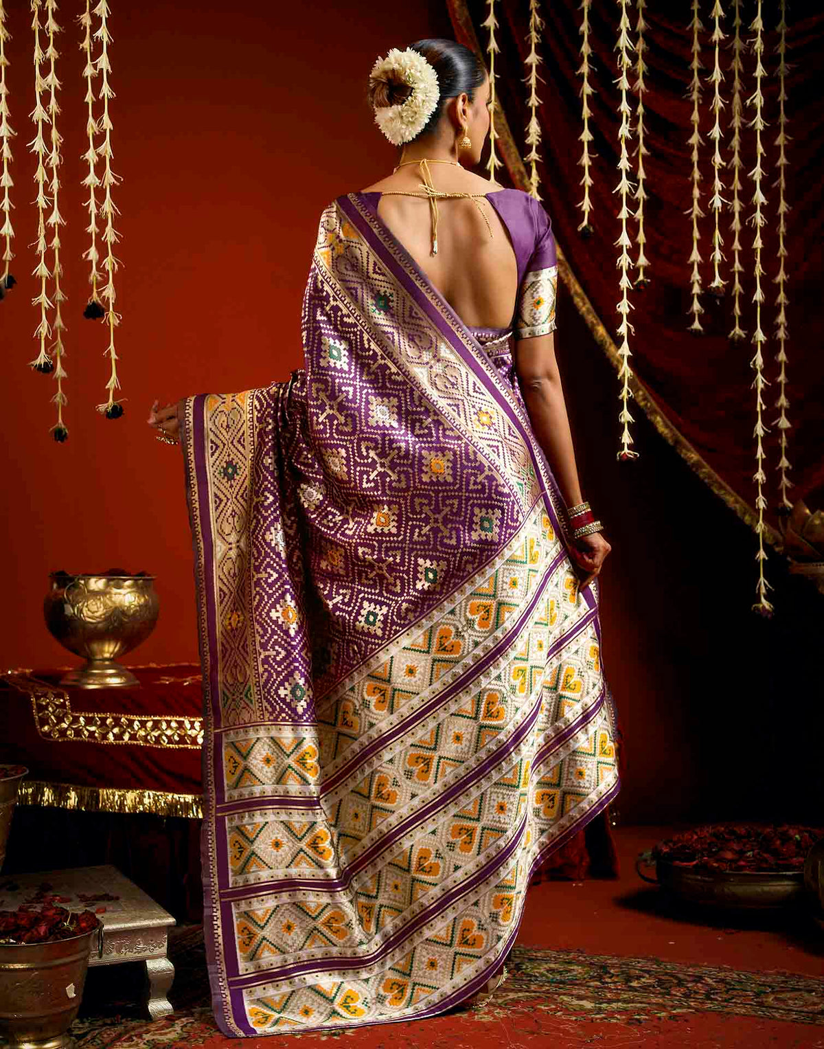 Wine Silk Woven Patola Saree
