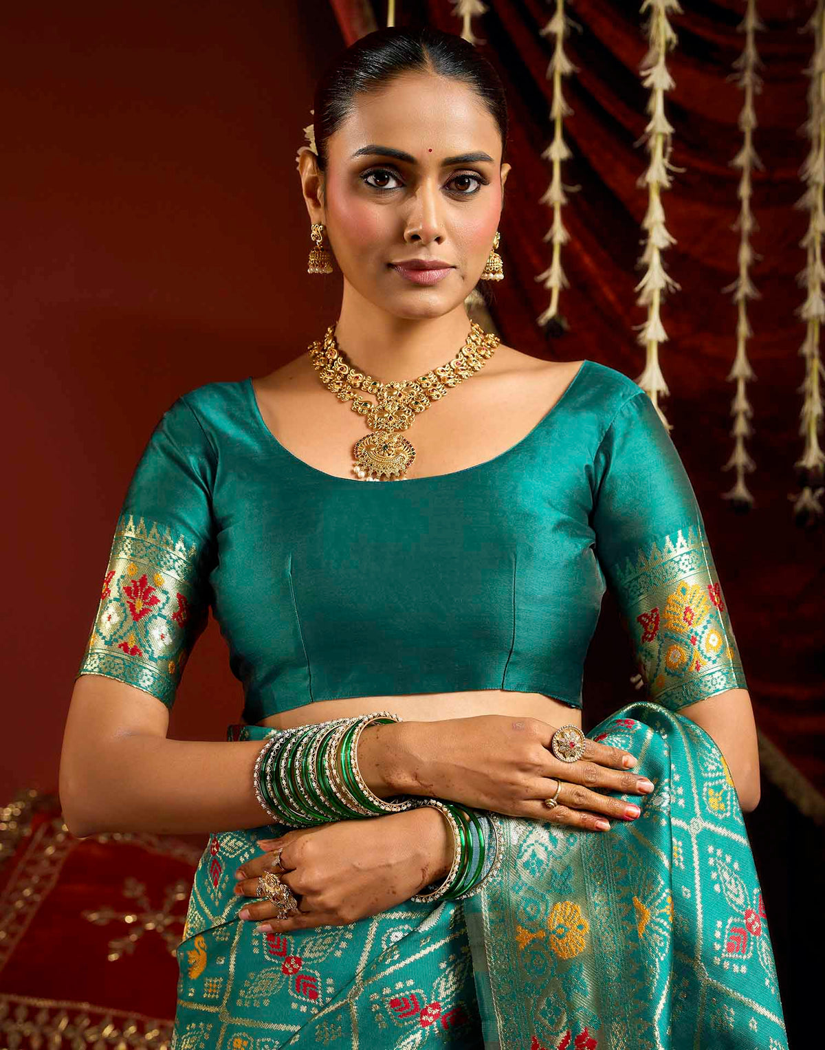 Turquoise Silk Woven Patola Saree